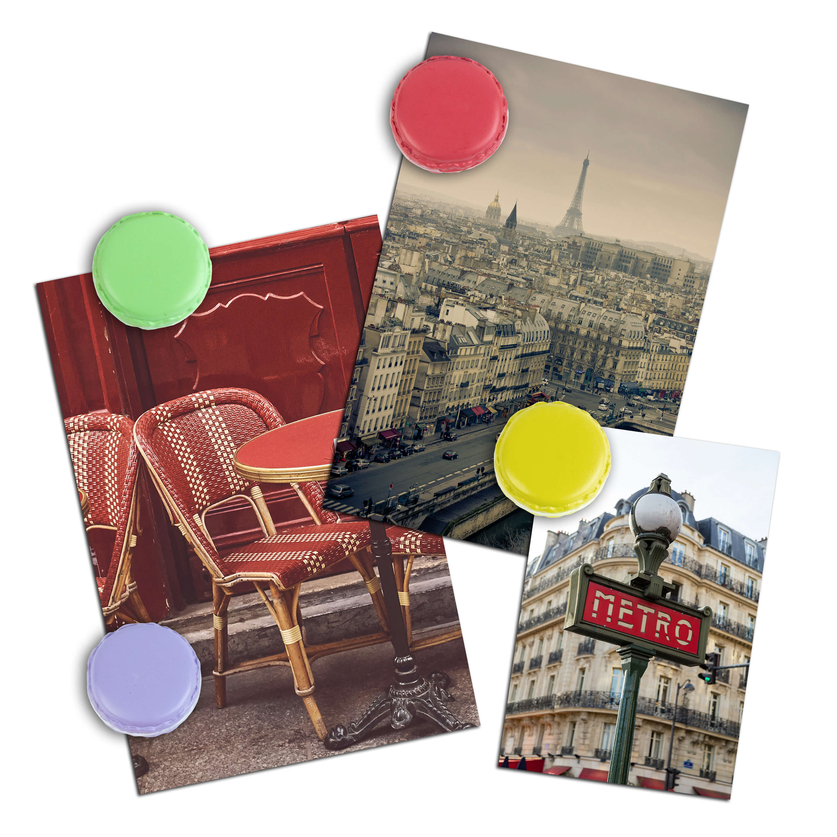 colorful MACARON magnets ICONIC packaging s/4