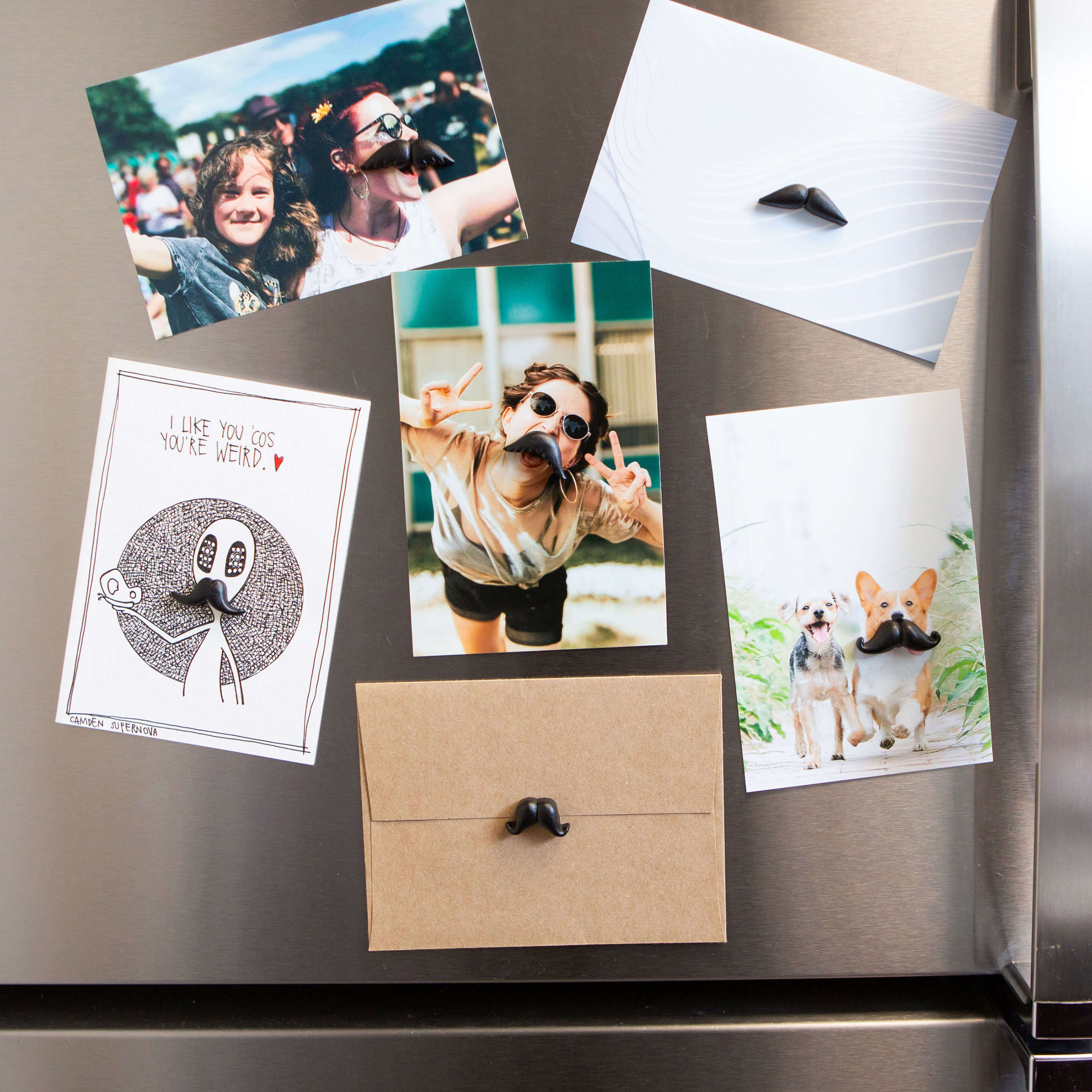 colorful MUSTACHE magnets s/6