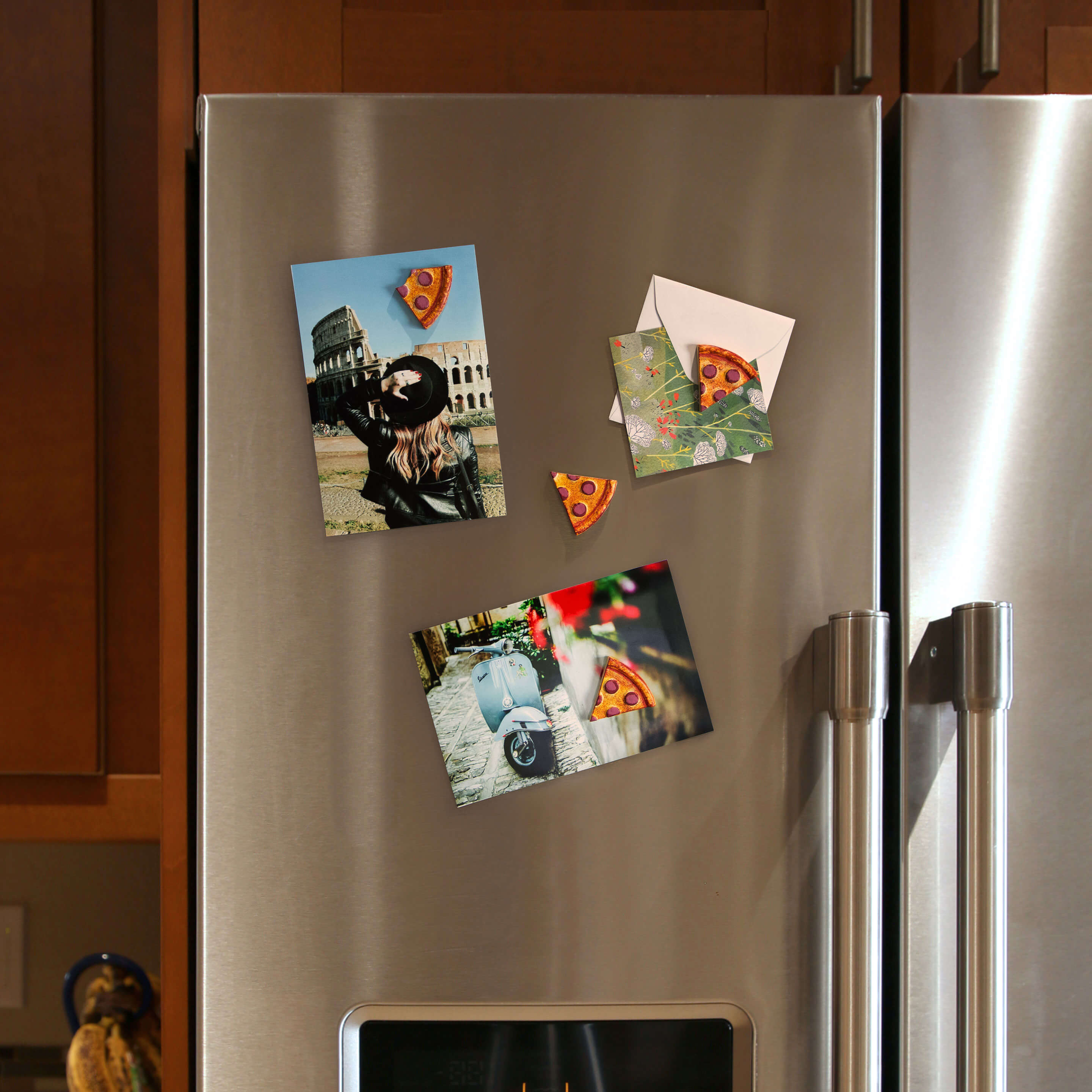 colorful PIZZA magnets ICONIC packaging s/4