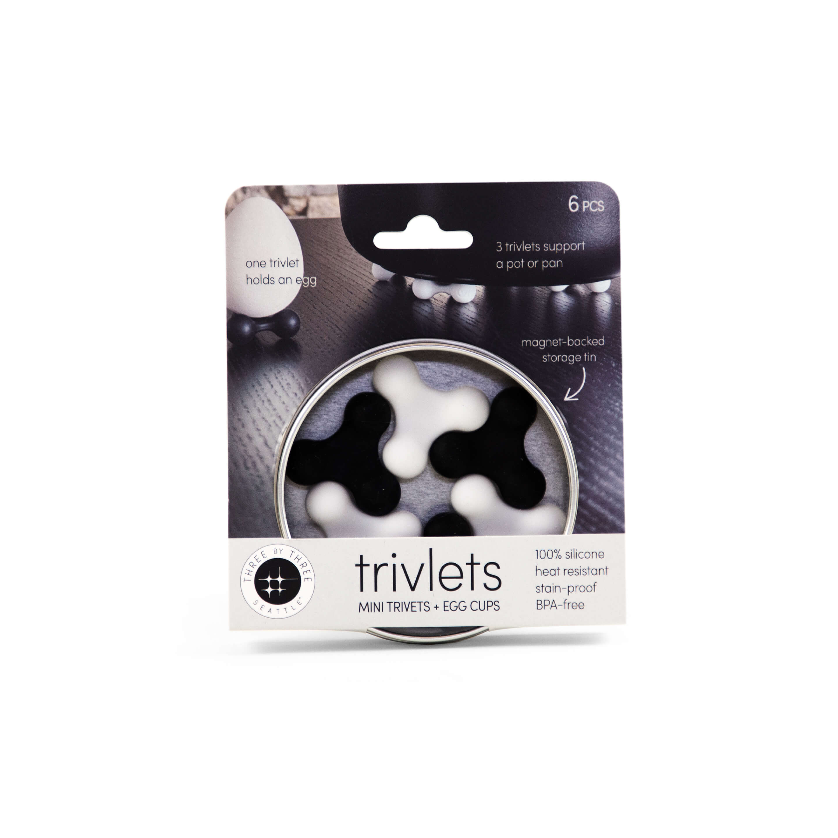 trivlets mini trivets s/6 BLACK + WHITE