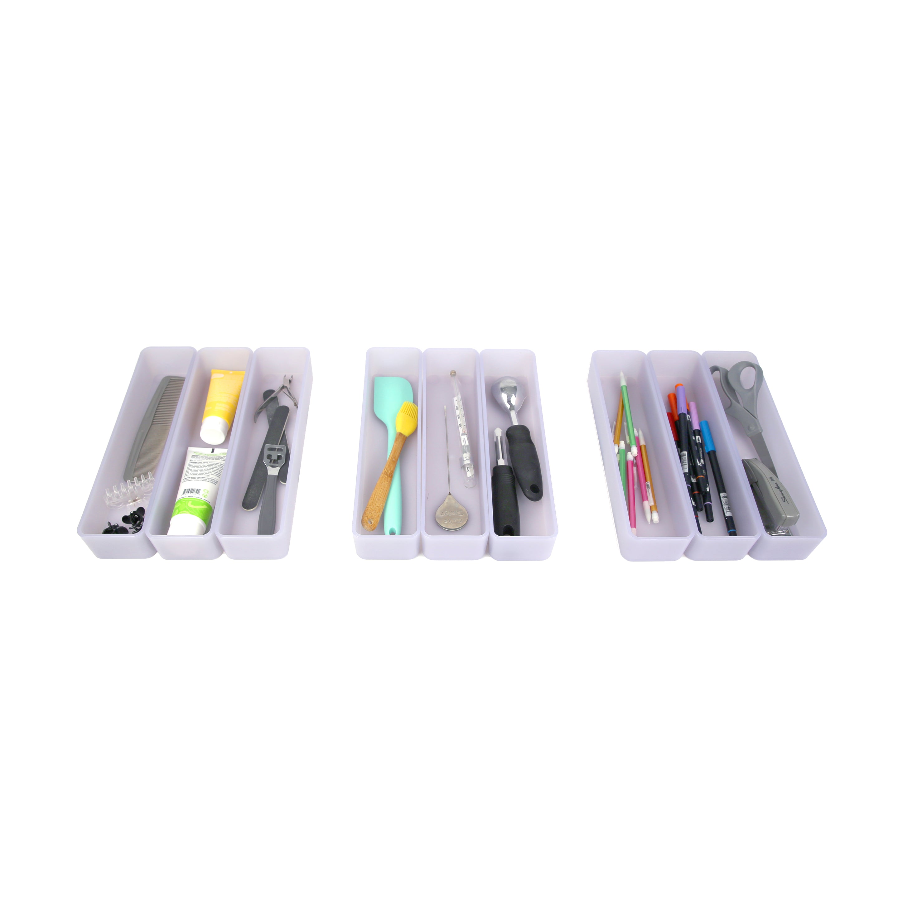 reSTAK recycled stackable organizing bins set of 3 3x12 SNOW
