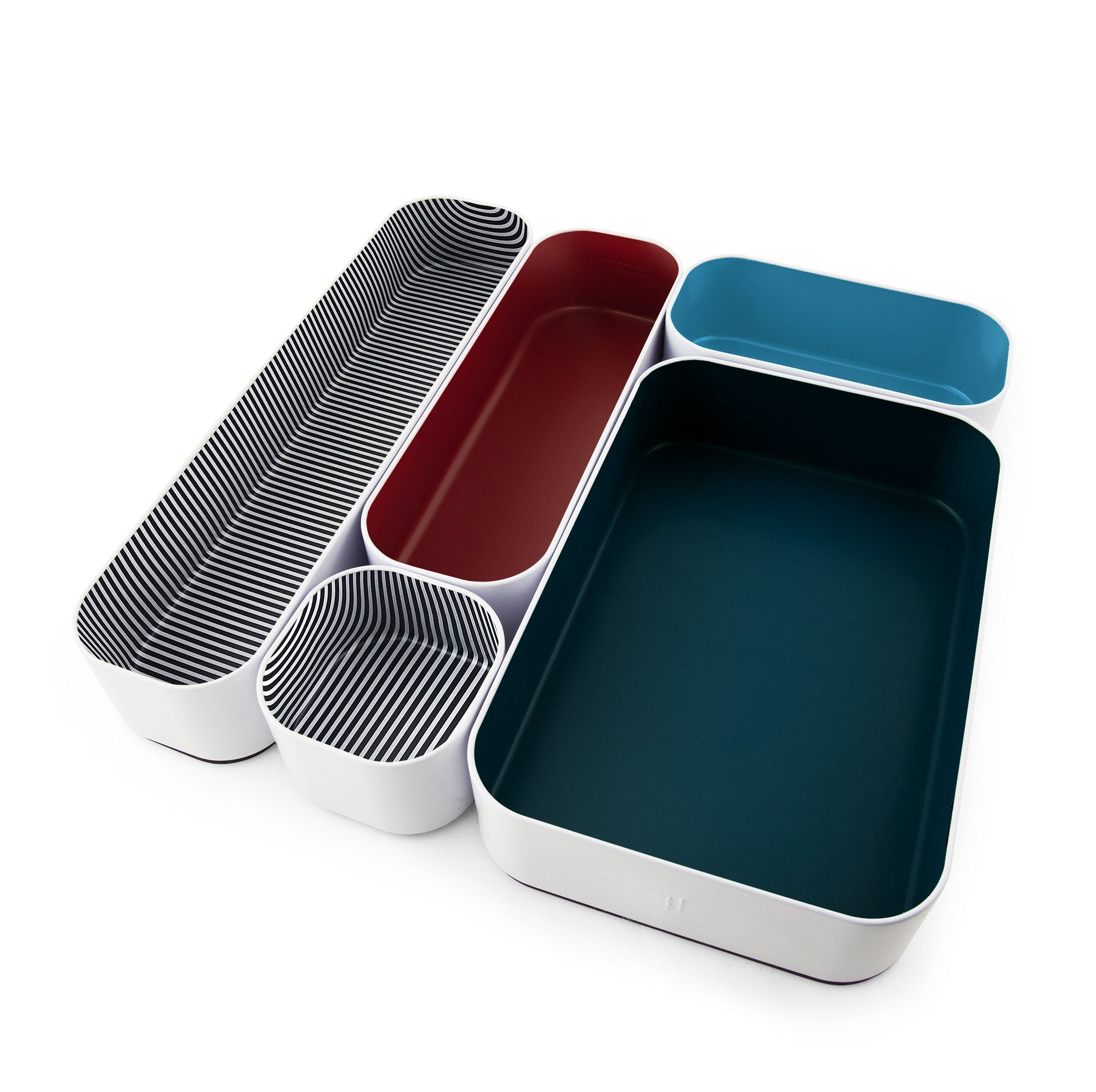 metal stacking bins + drawer organizers sets of 5 2"