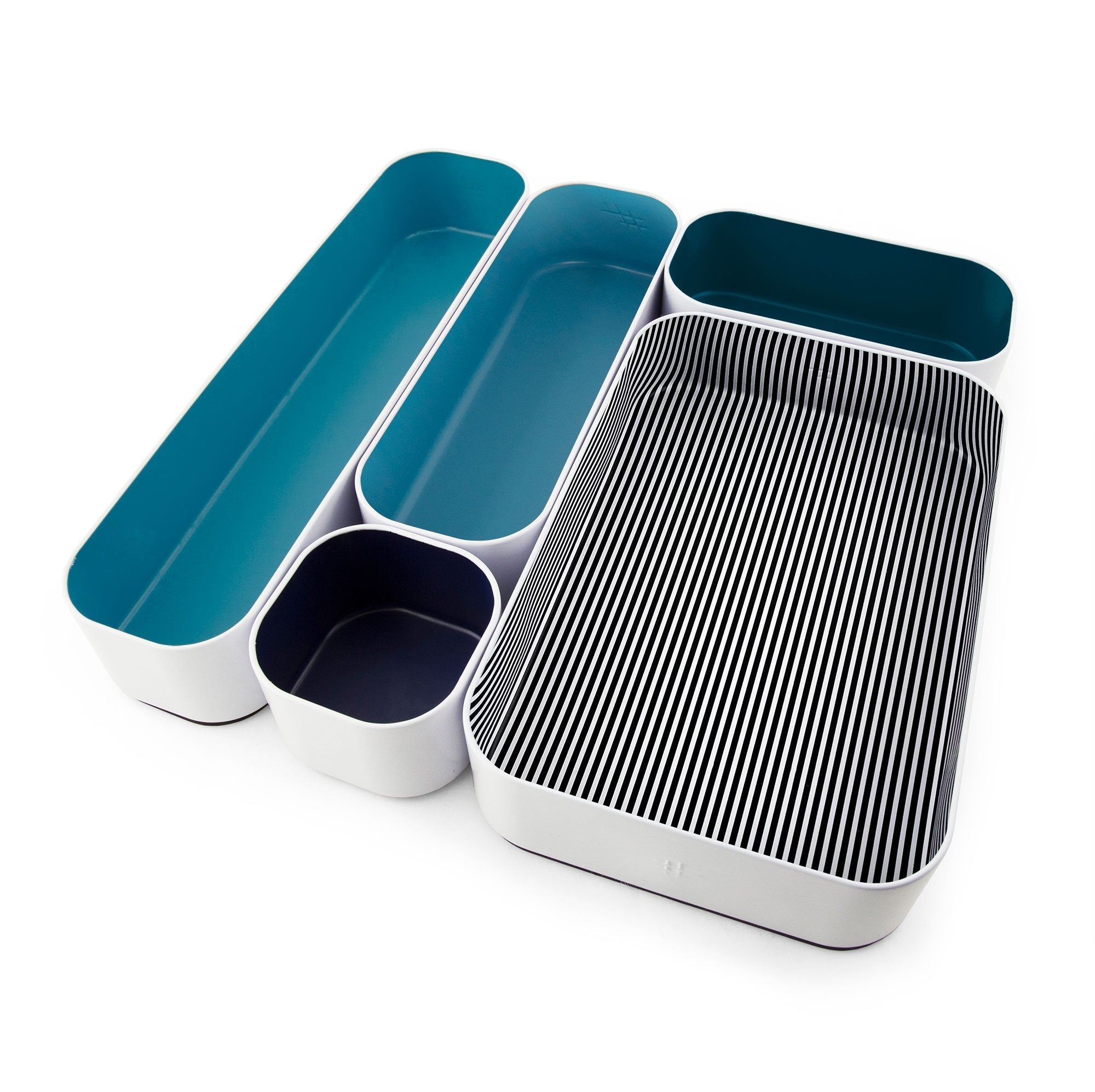 metal stacking bins + drawer organizers sets of 5 2"