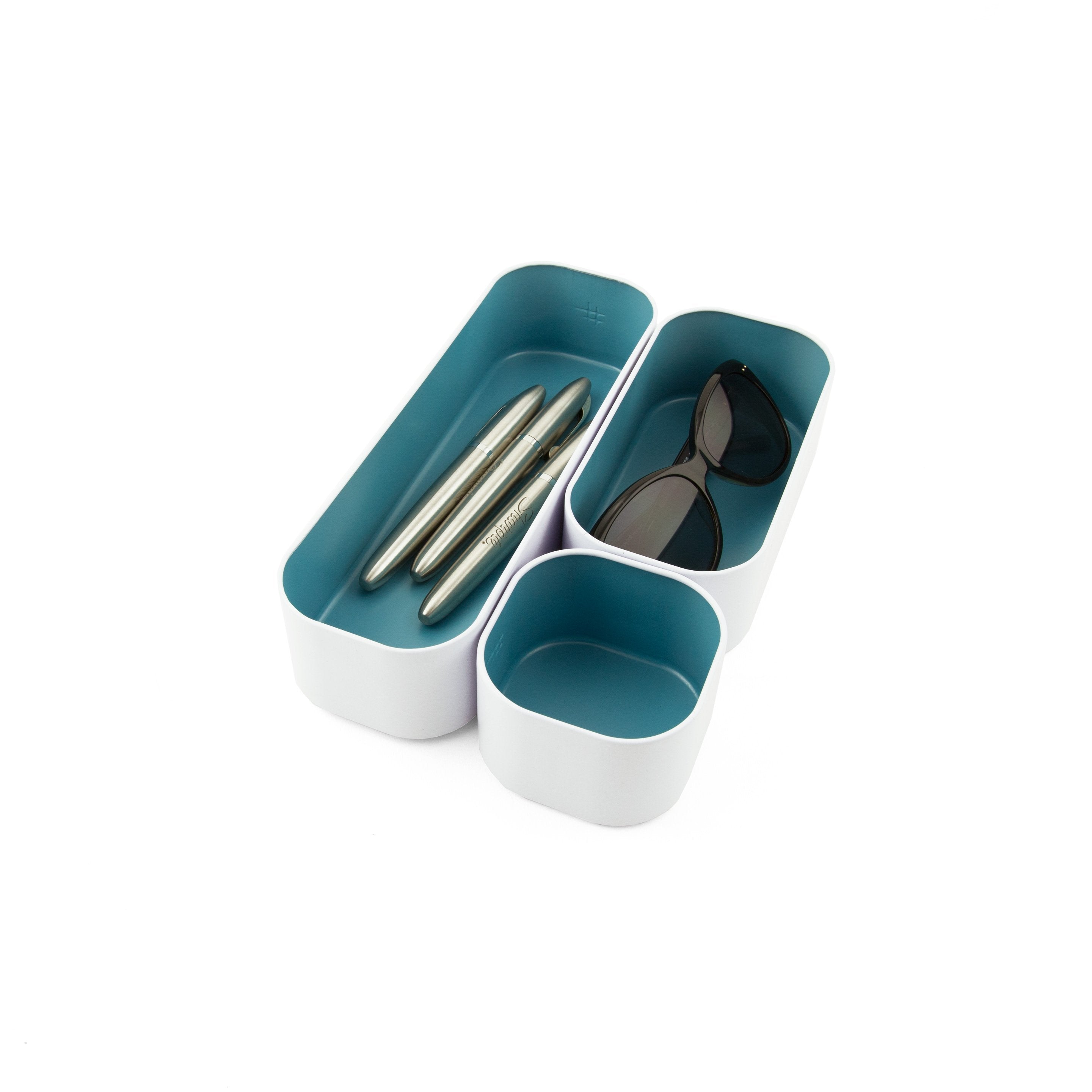 metal stacking bins + drawer organizers sets of 3 small 2"
