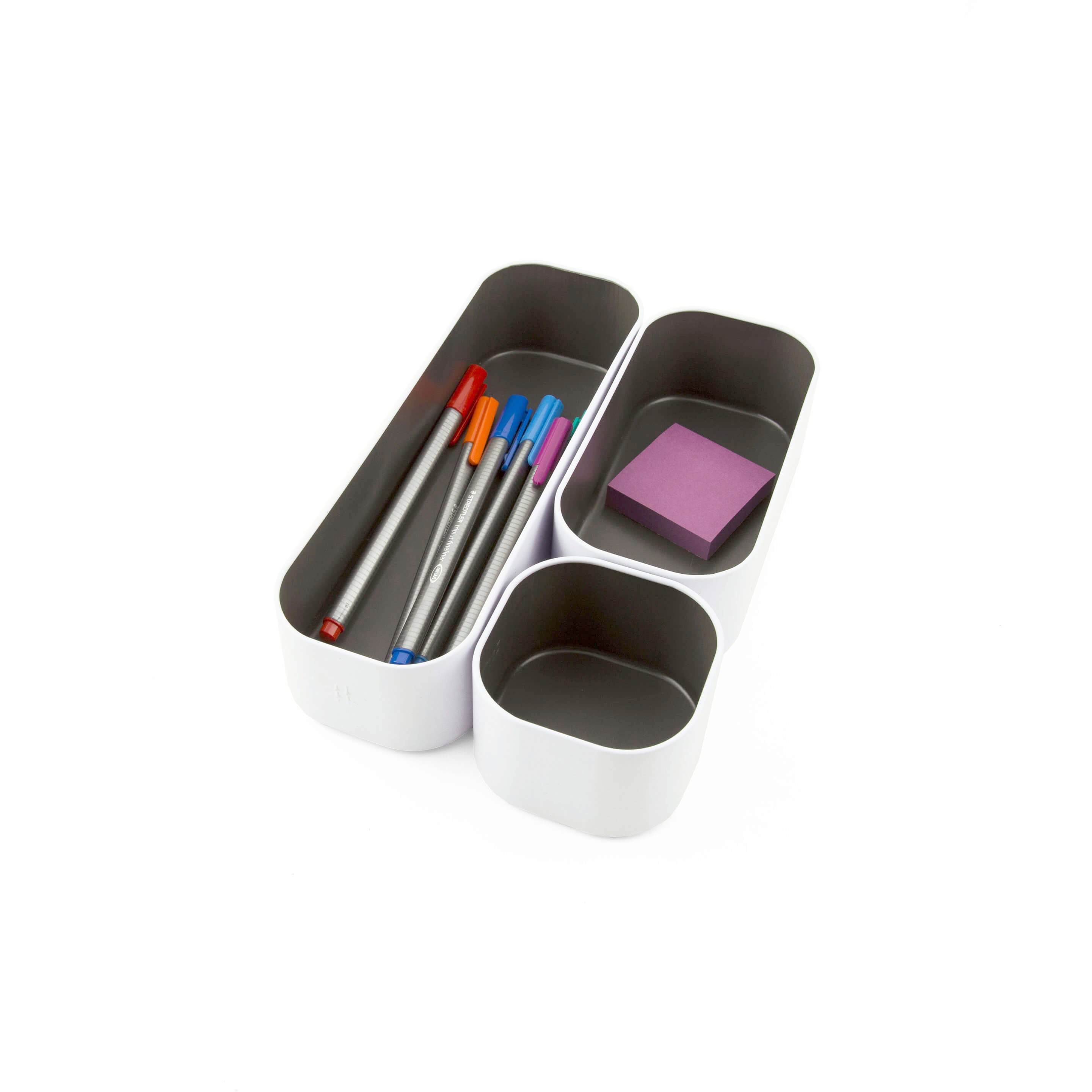 metal stacking bins + drawer organizers sets of 3 small 2"