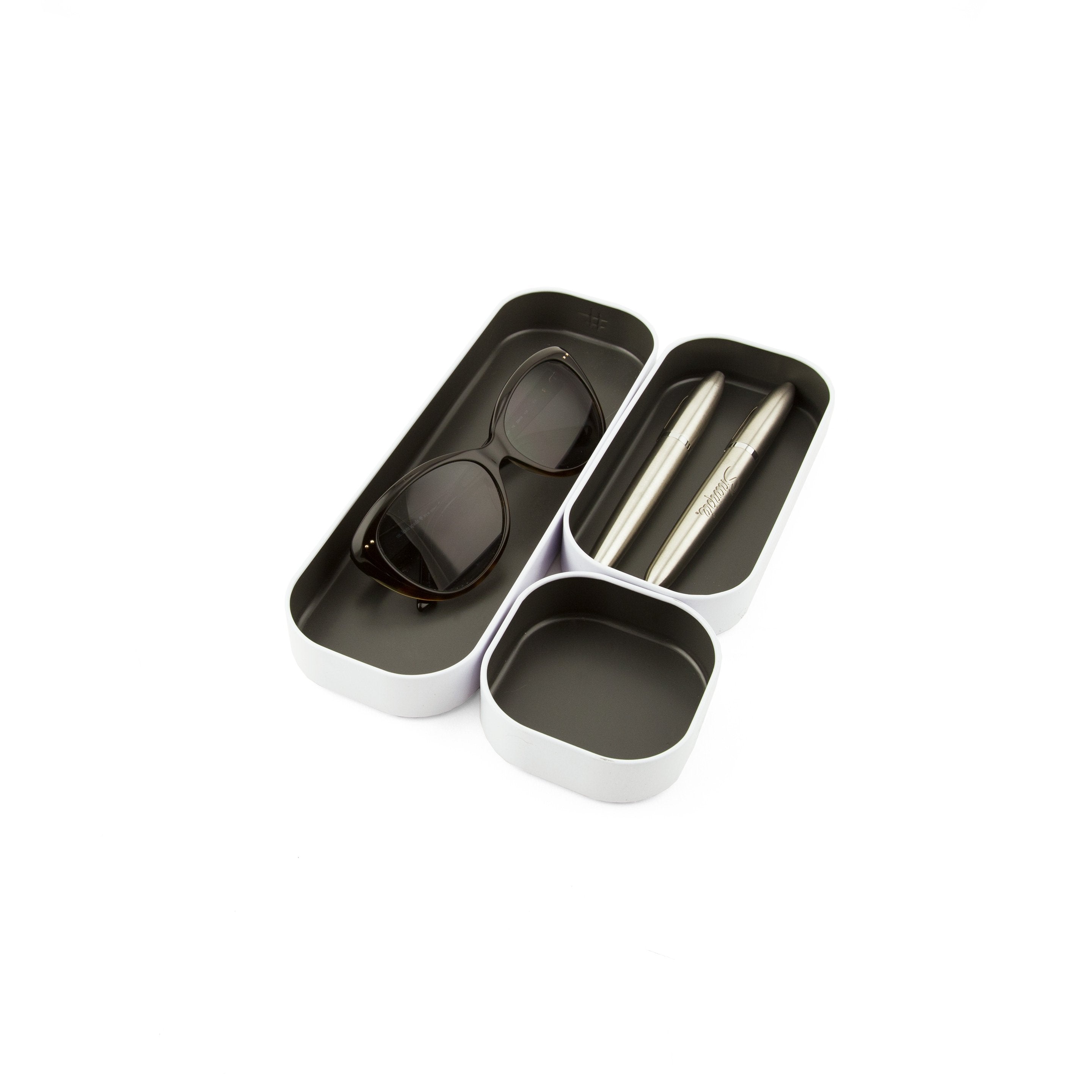 metal stacking bins + drawer organizers sets of 3 small 1"