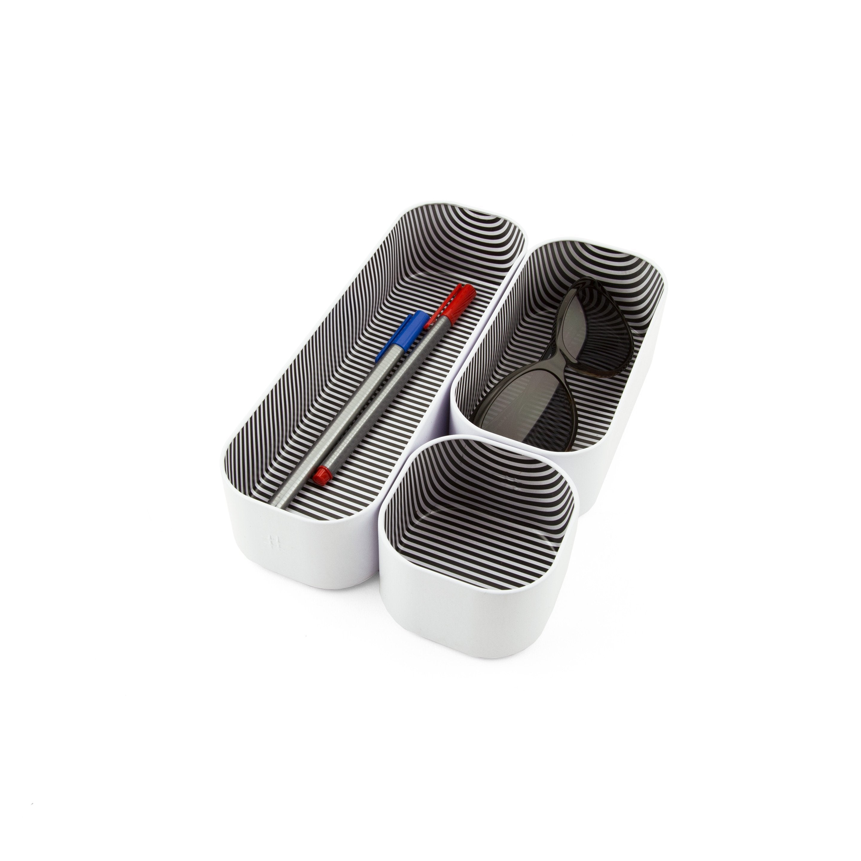 metal stacking bins + drawer organizers sets of 3 small 2"