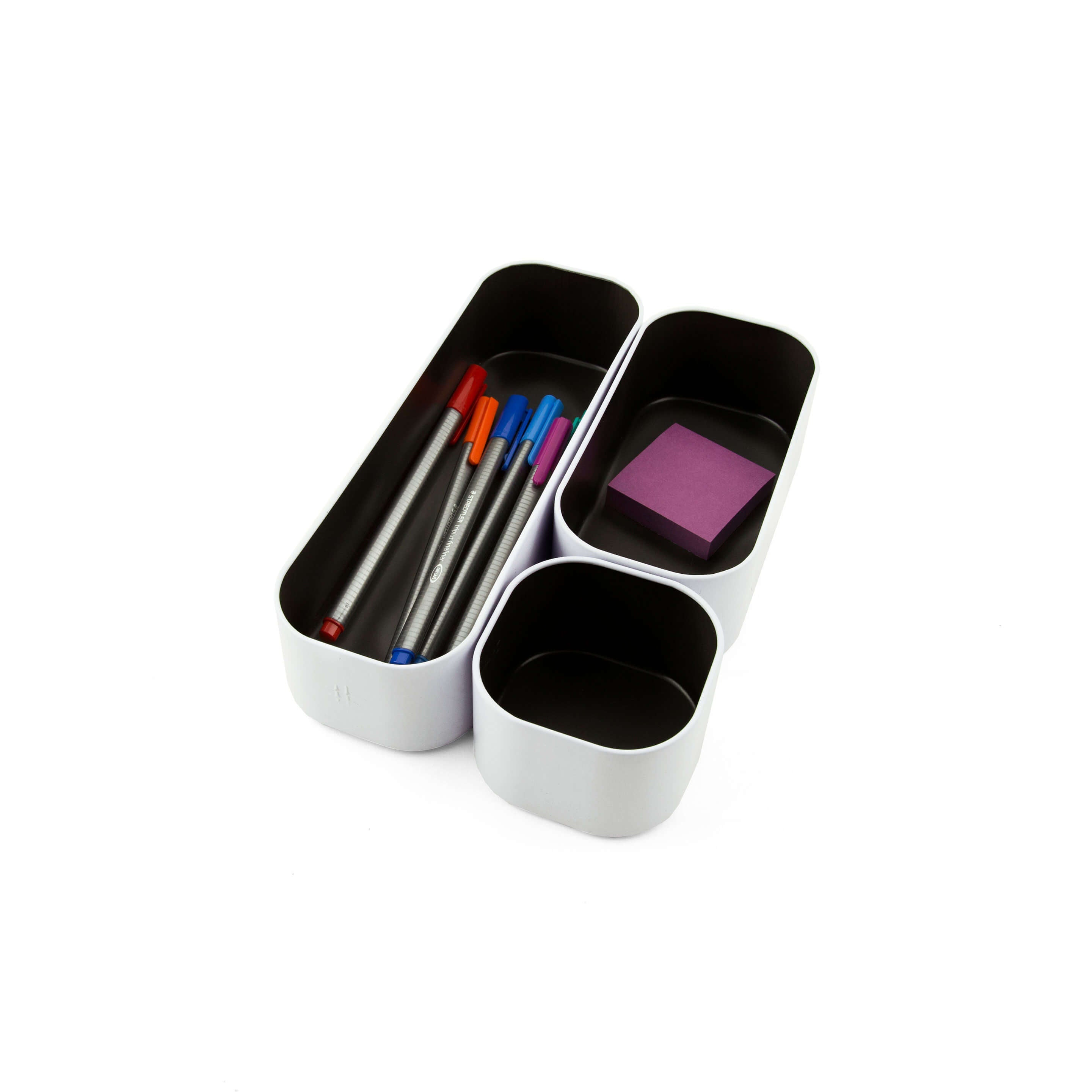 metal stacking bins + drawer organizers sets of 3 small 2"