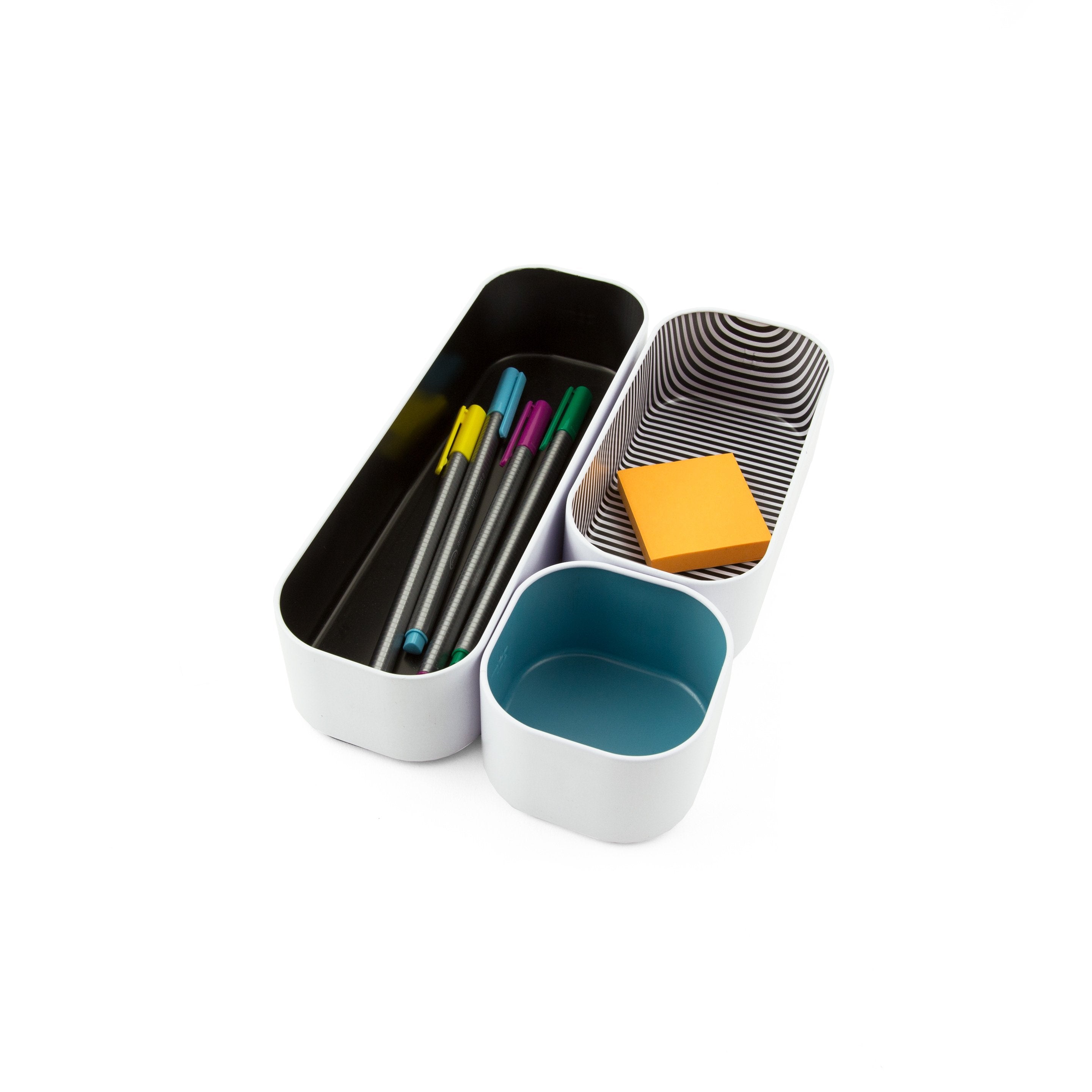 metal stacking bins + drawer organizers sets of 3 small 2"