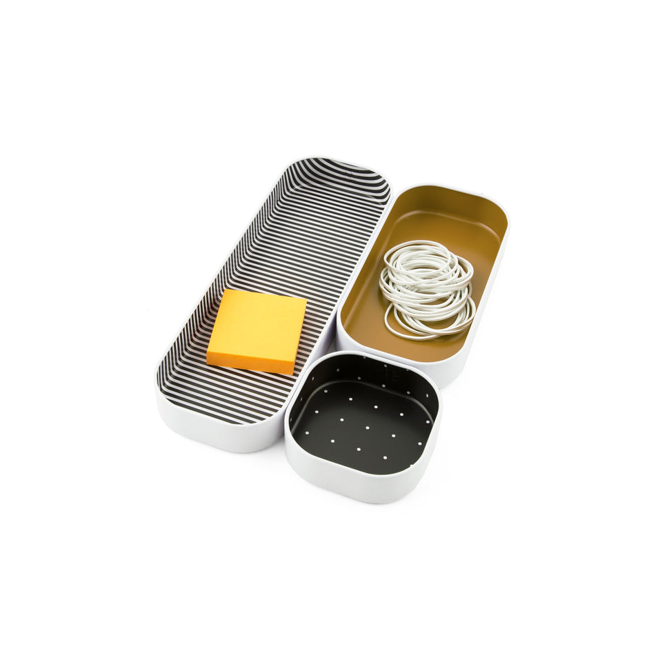 metal stacking bins + drawer organizers sets of 3 small 1"