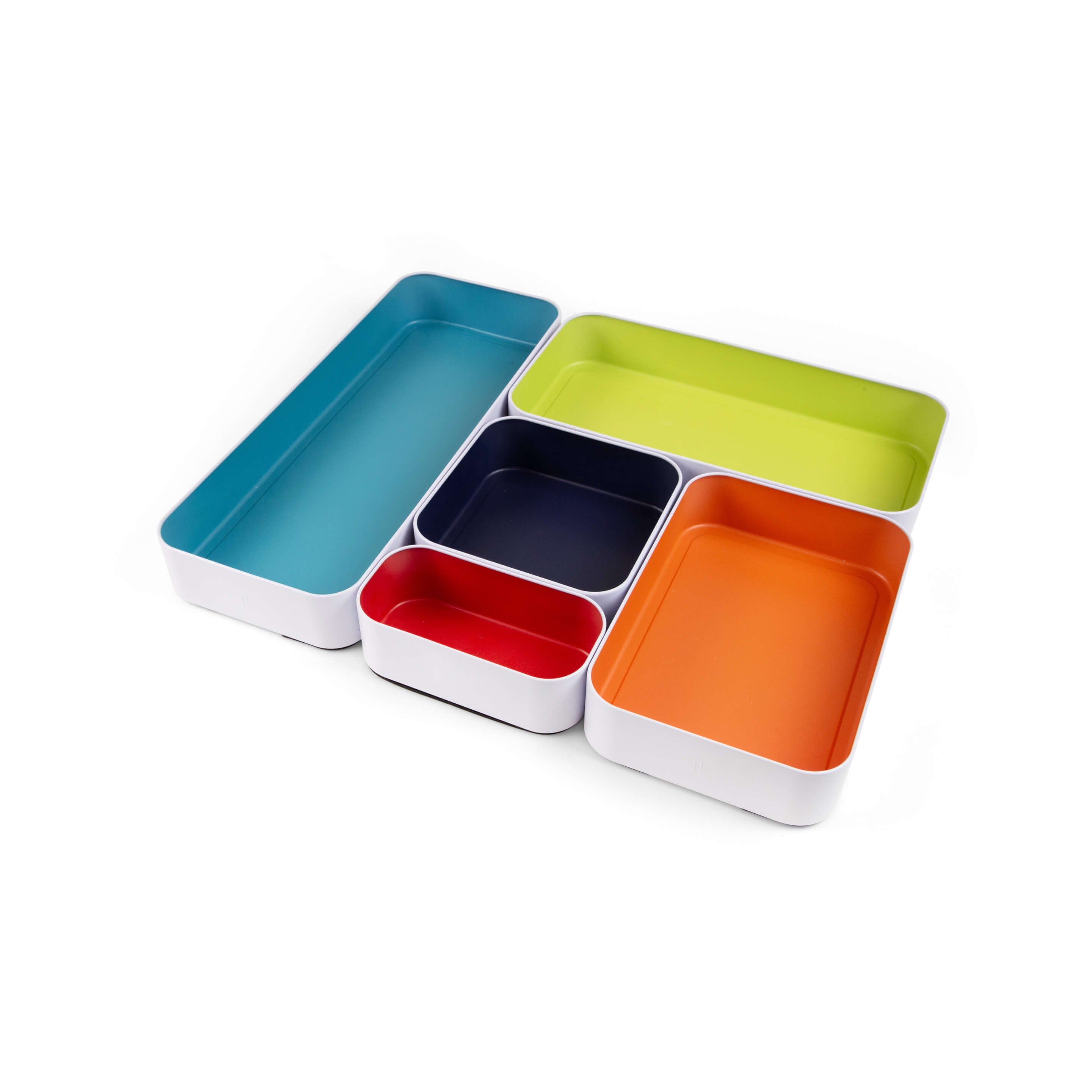 metal stacking bins + drawer organizers sets of 5 large 2"
