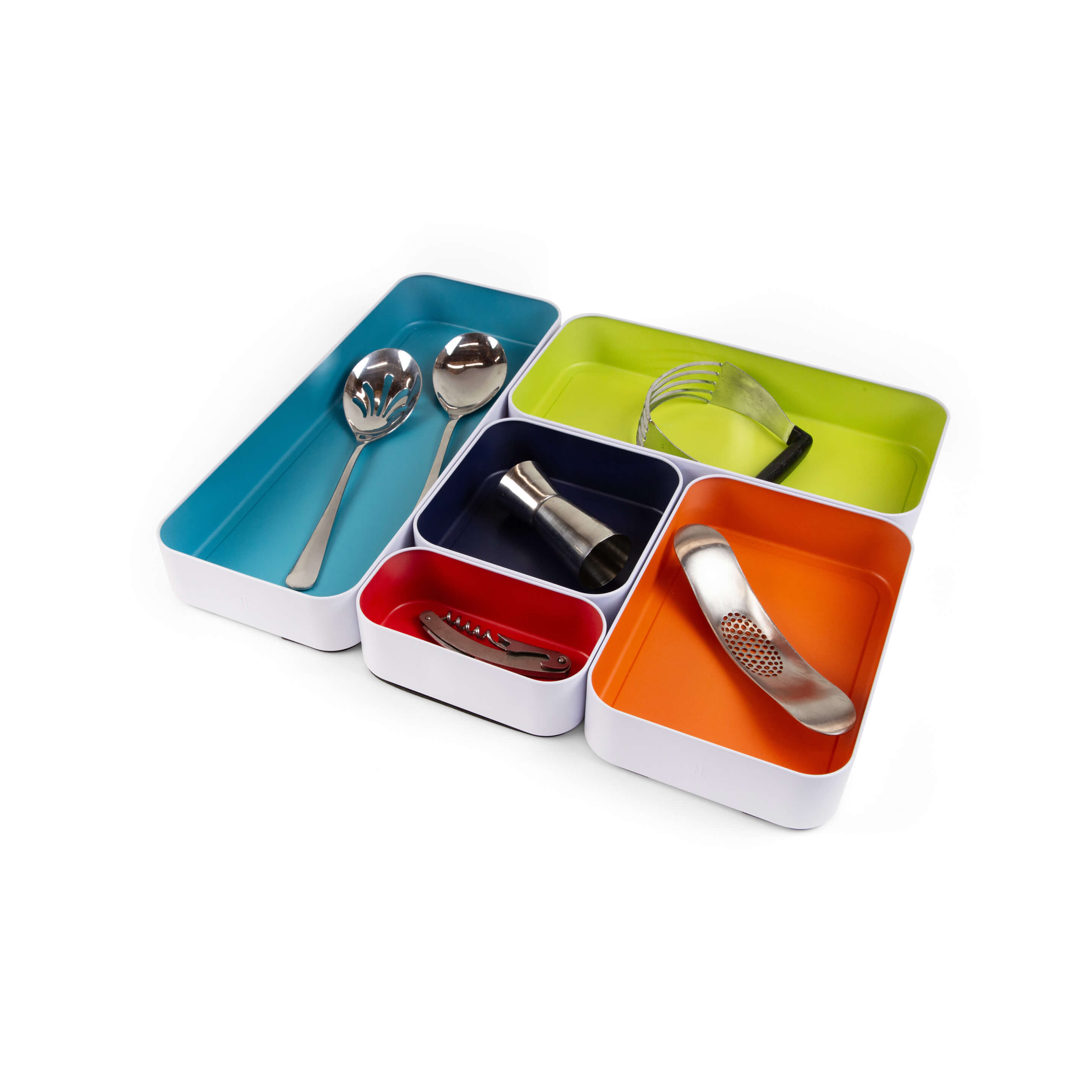 metal stacking bins + drawer organizers sets of 5 large 2"