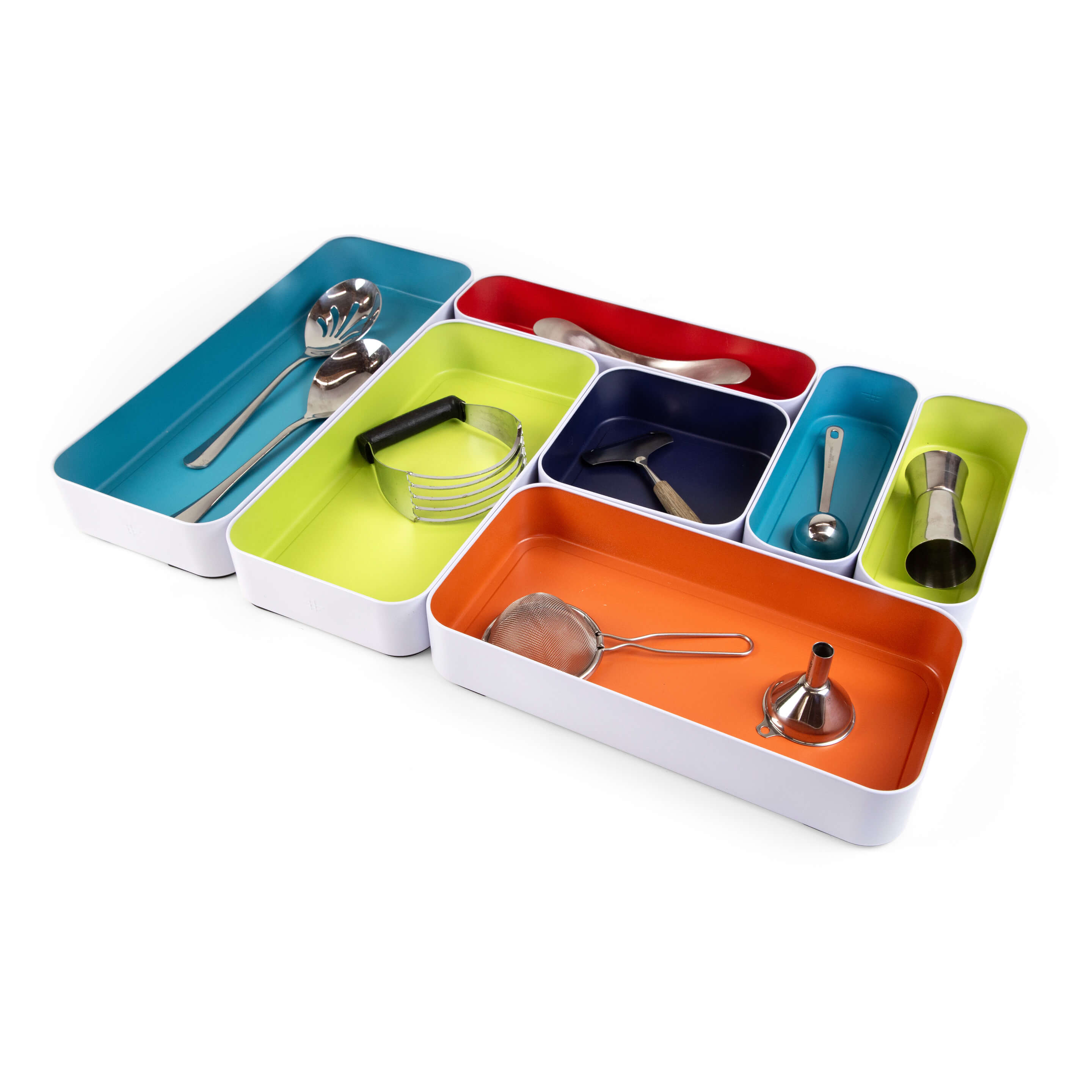 metal stacking bins + drawer organizers sets of 7 2"