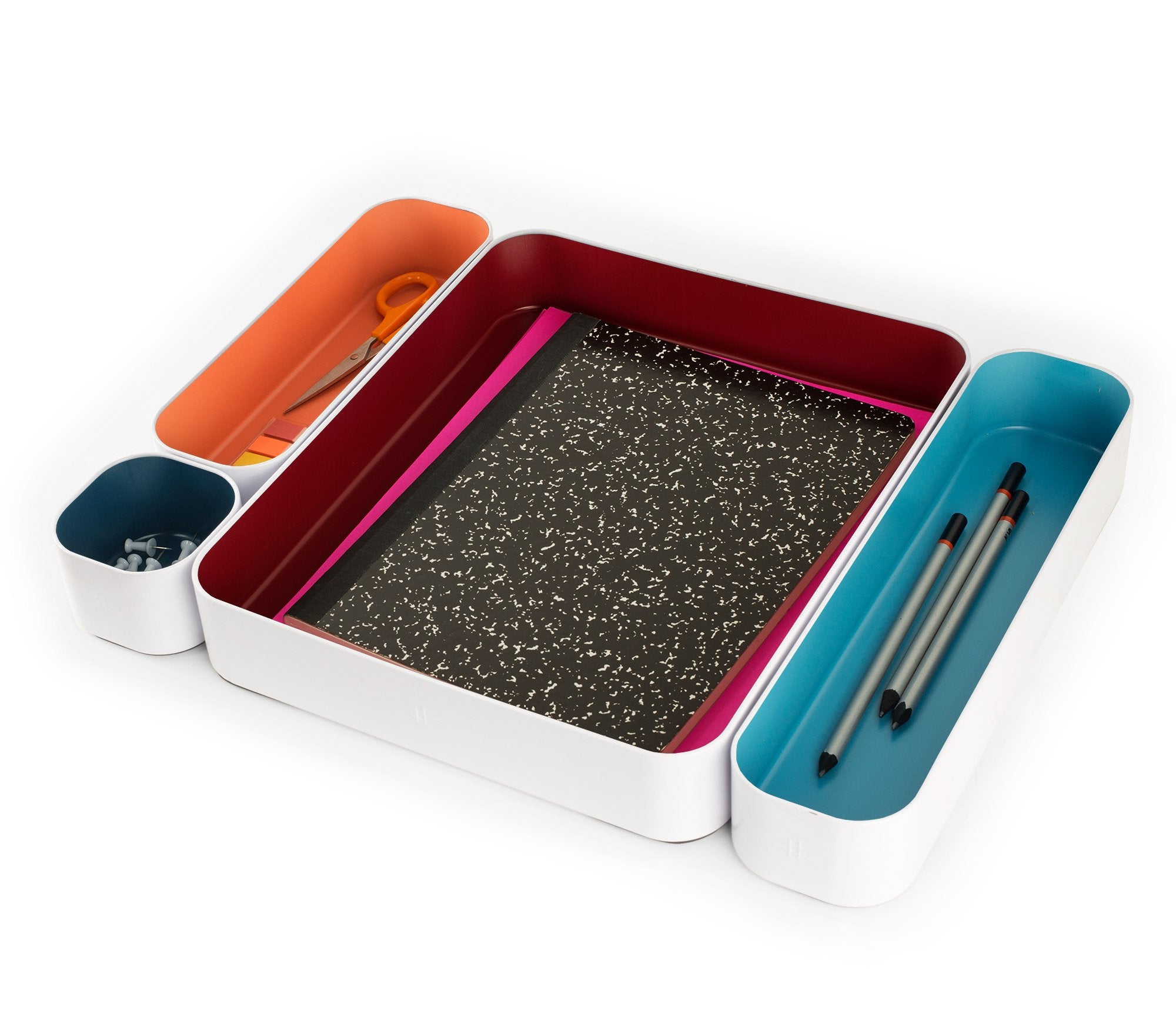 metal stacking bins + drawer organizers sets of 4 2"