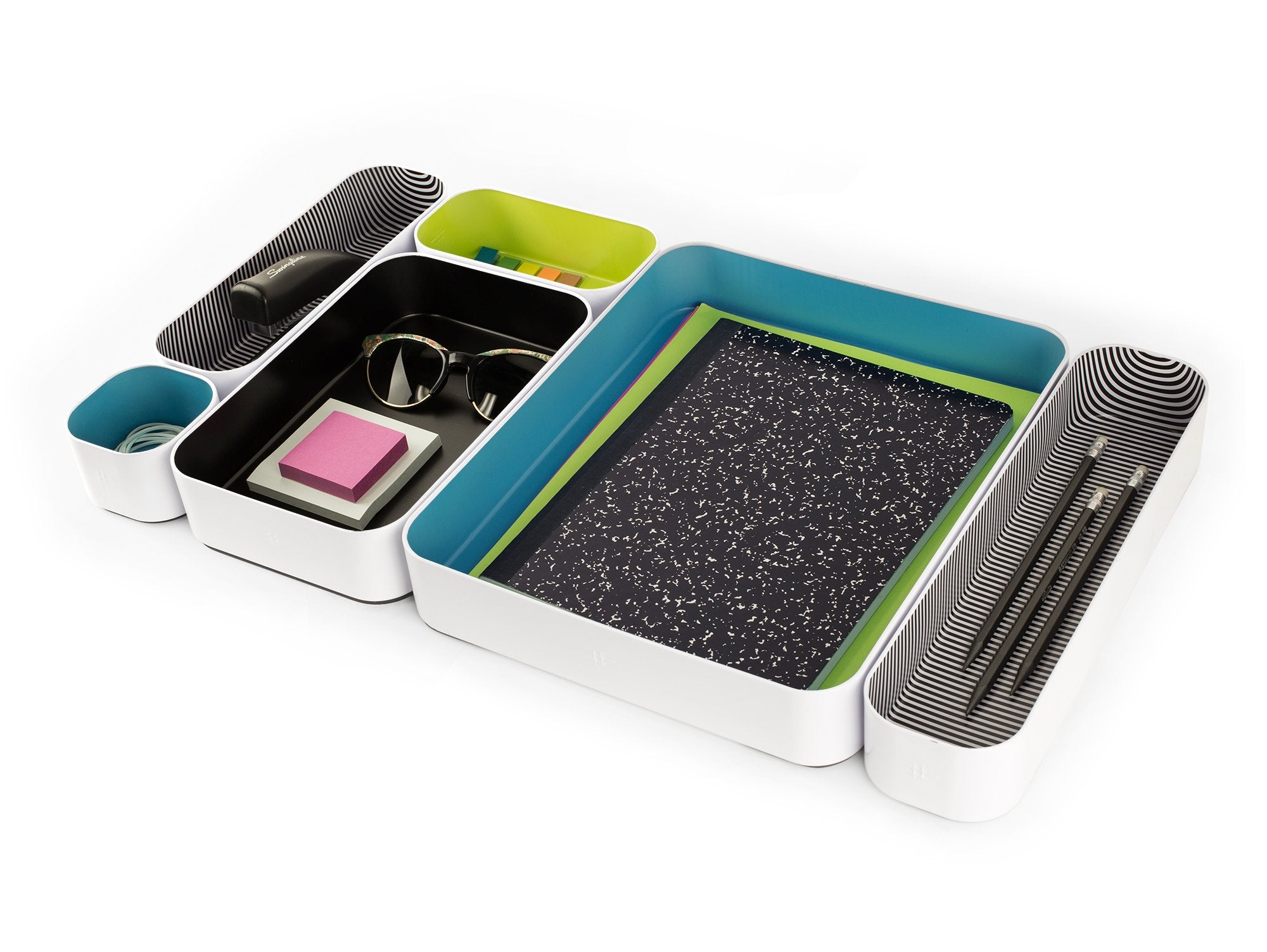 metal stacking bins + drawer organizers sets of 6 2"