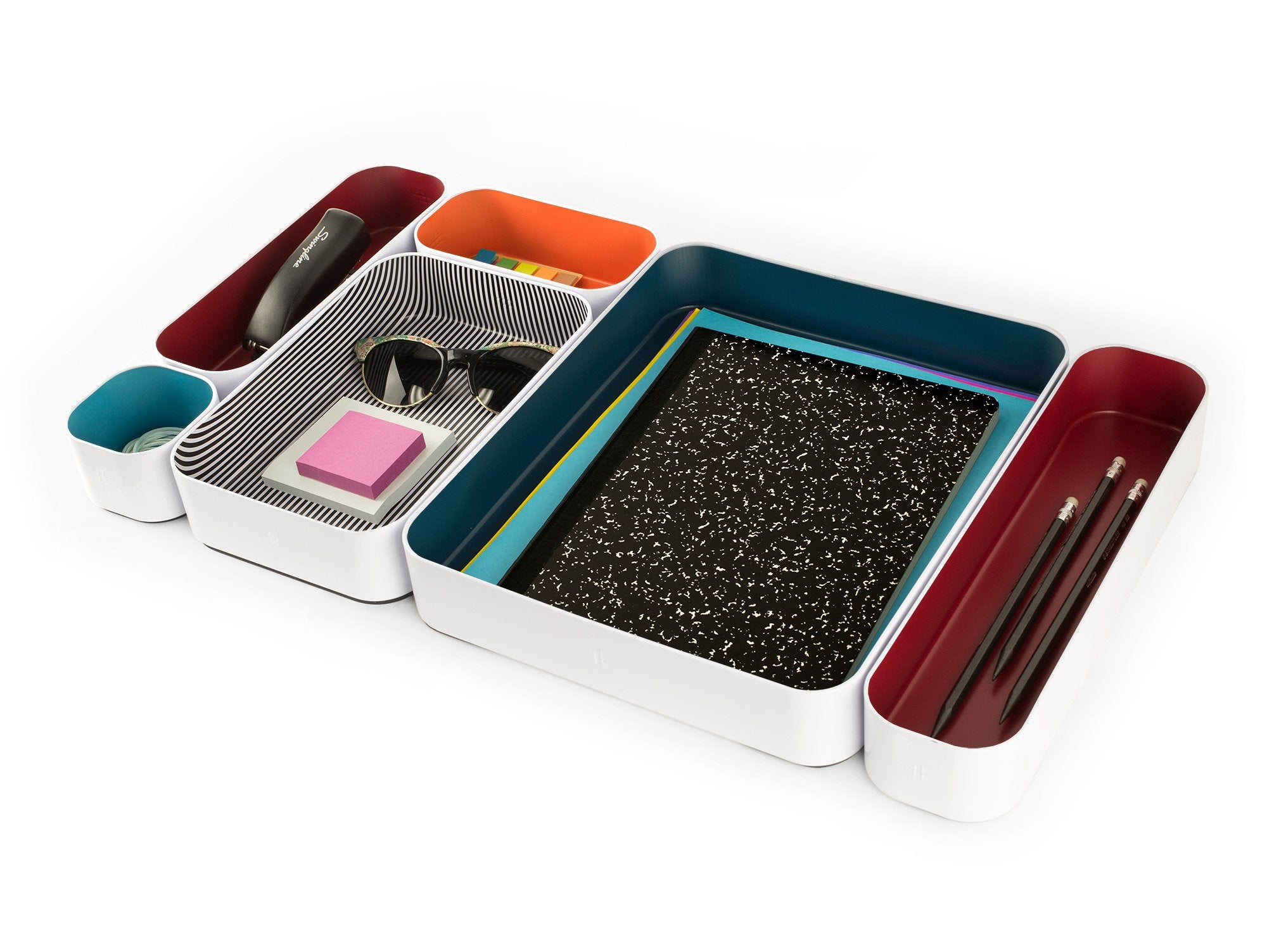 metal stacking bins + drawer organizers sets of 6 2"