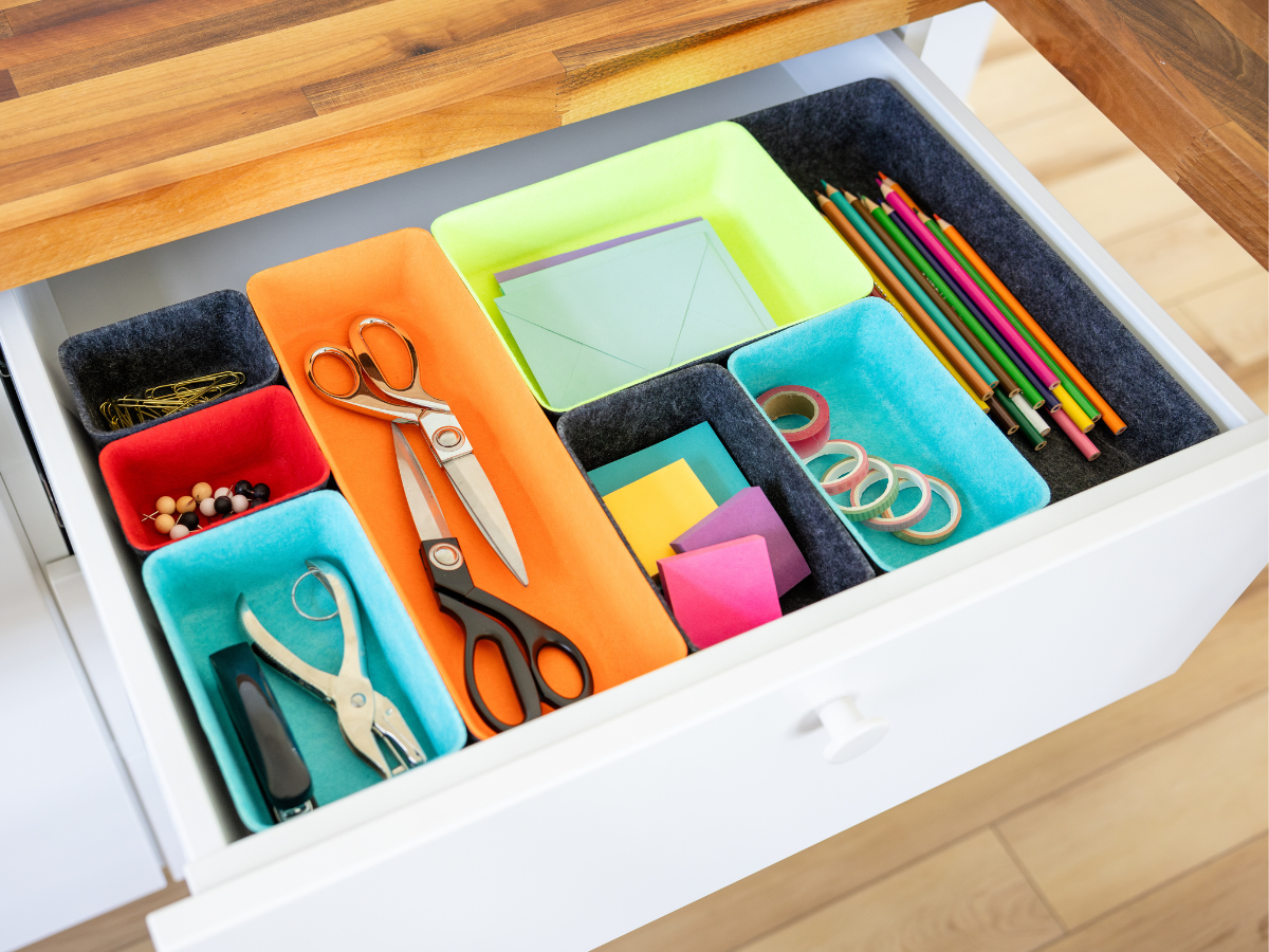 Say Goodbye to that Messy Junk Drawer in Style with Our New Felt Bins