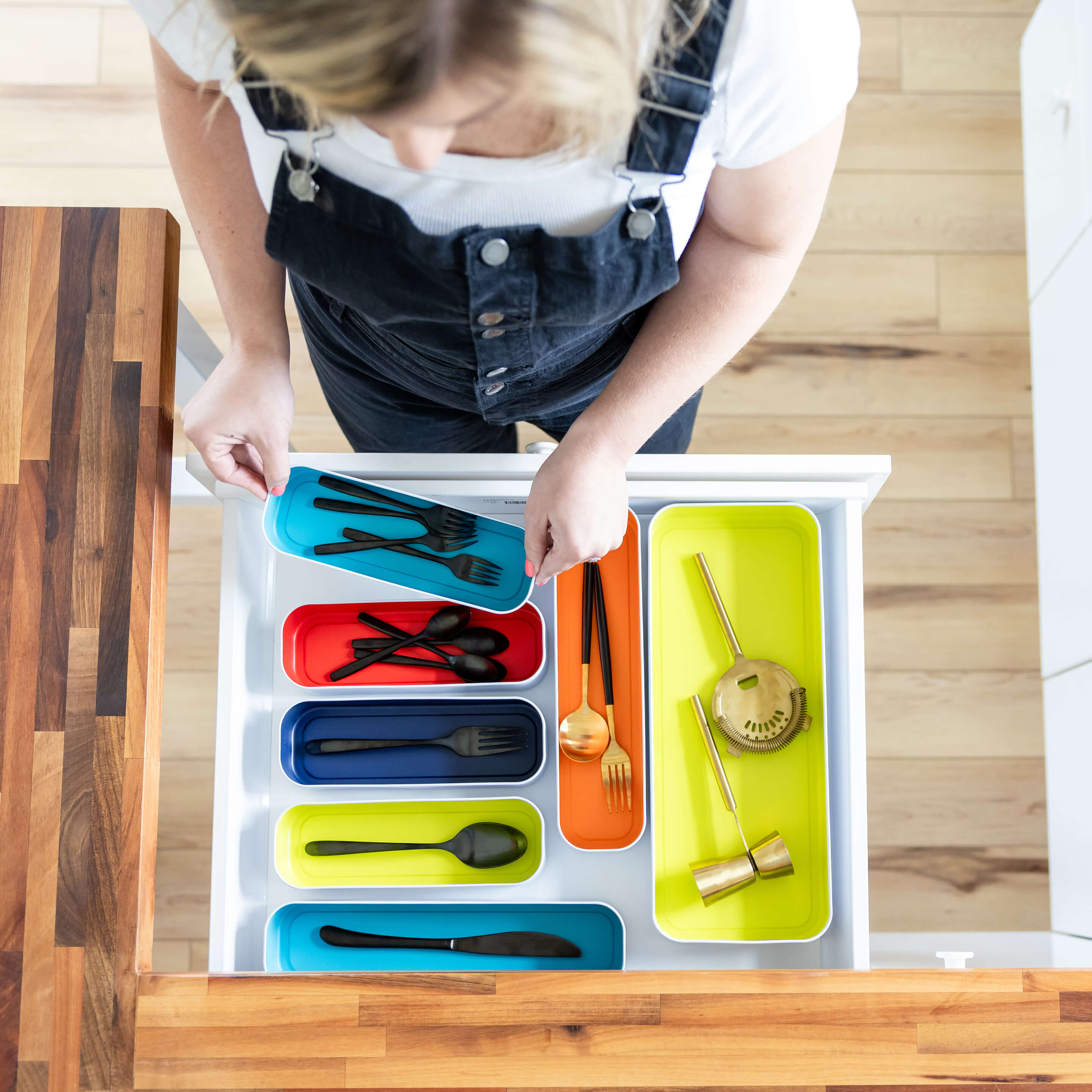 kitchen drawer organizing bins