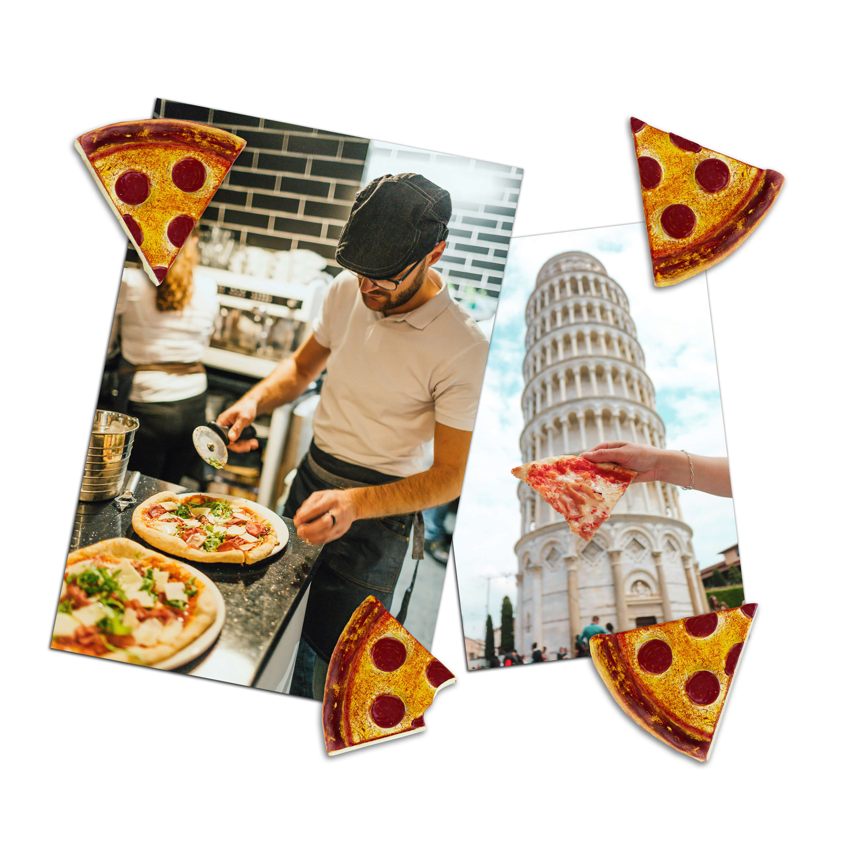 colorful PIZZA magnets s/4