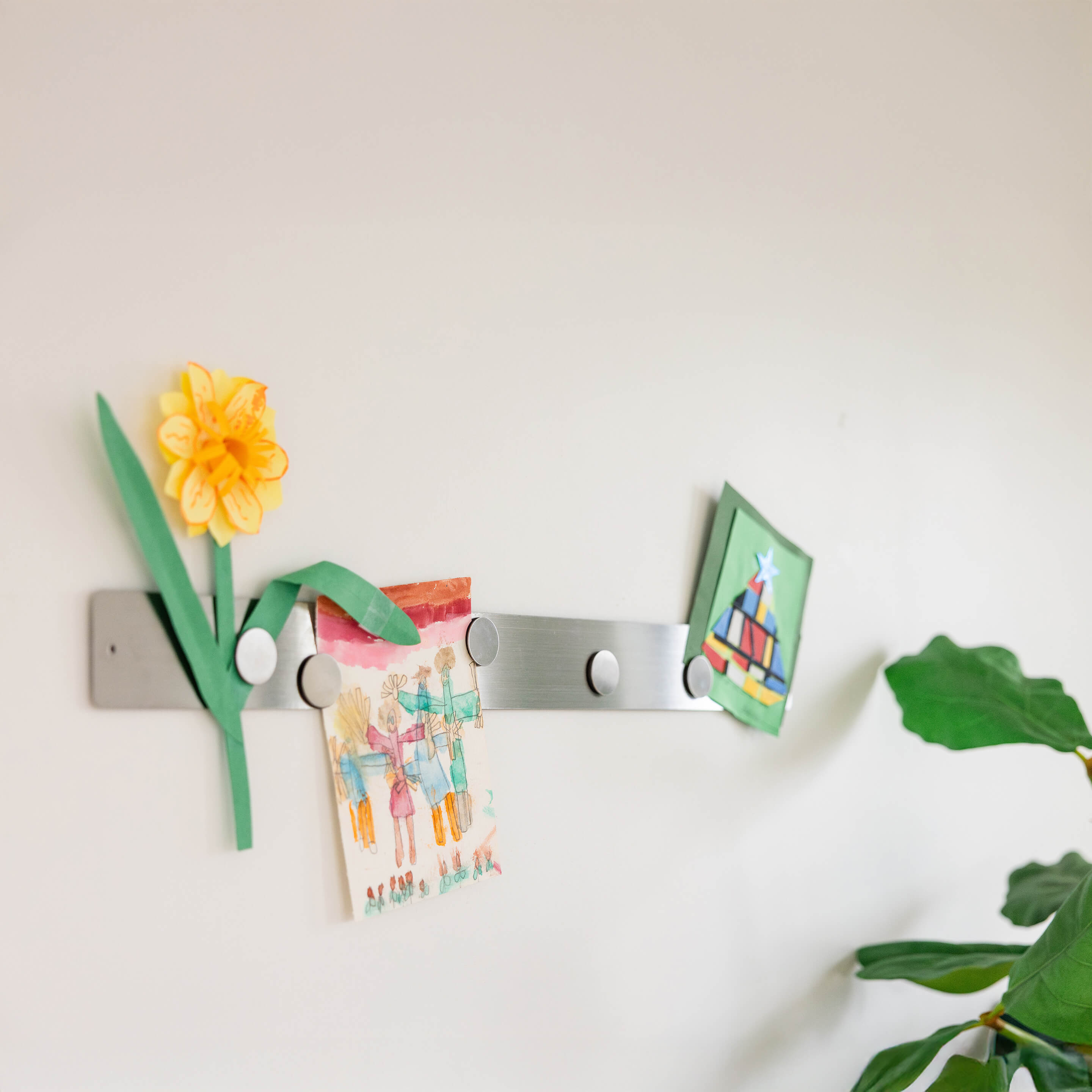 large magnetic strip bulletin board with big magnets