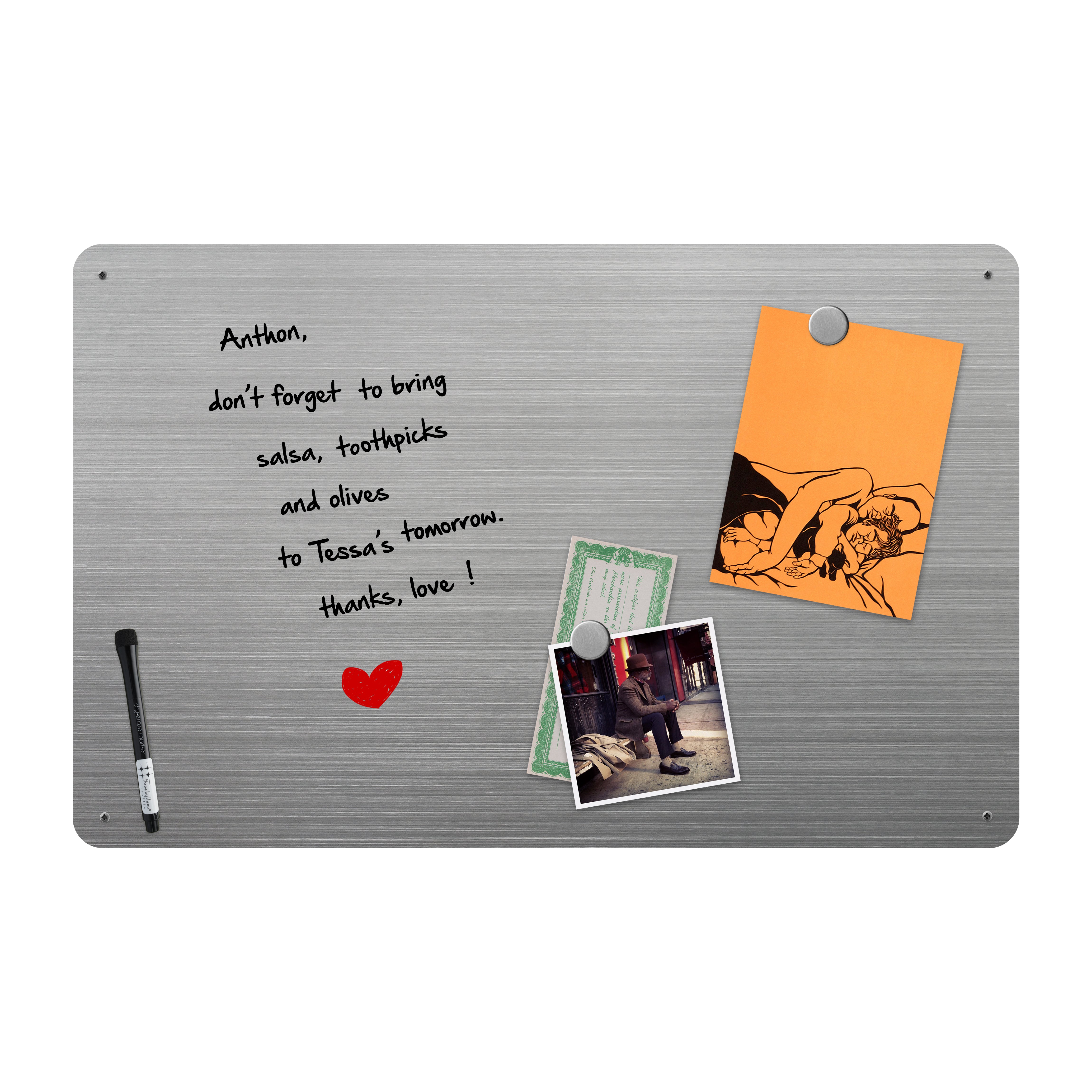 large stainless dry·erase board