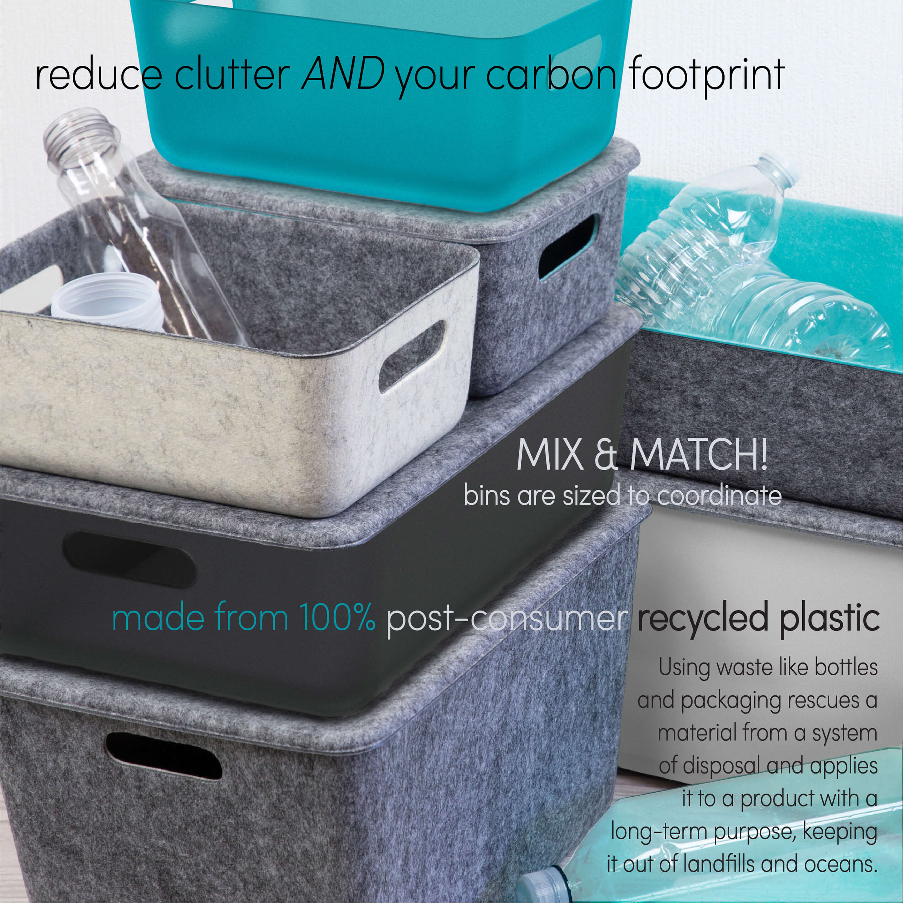 reSTAK recycled storage small bin + lid SET of 3