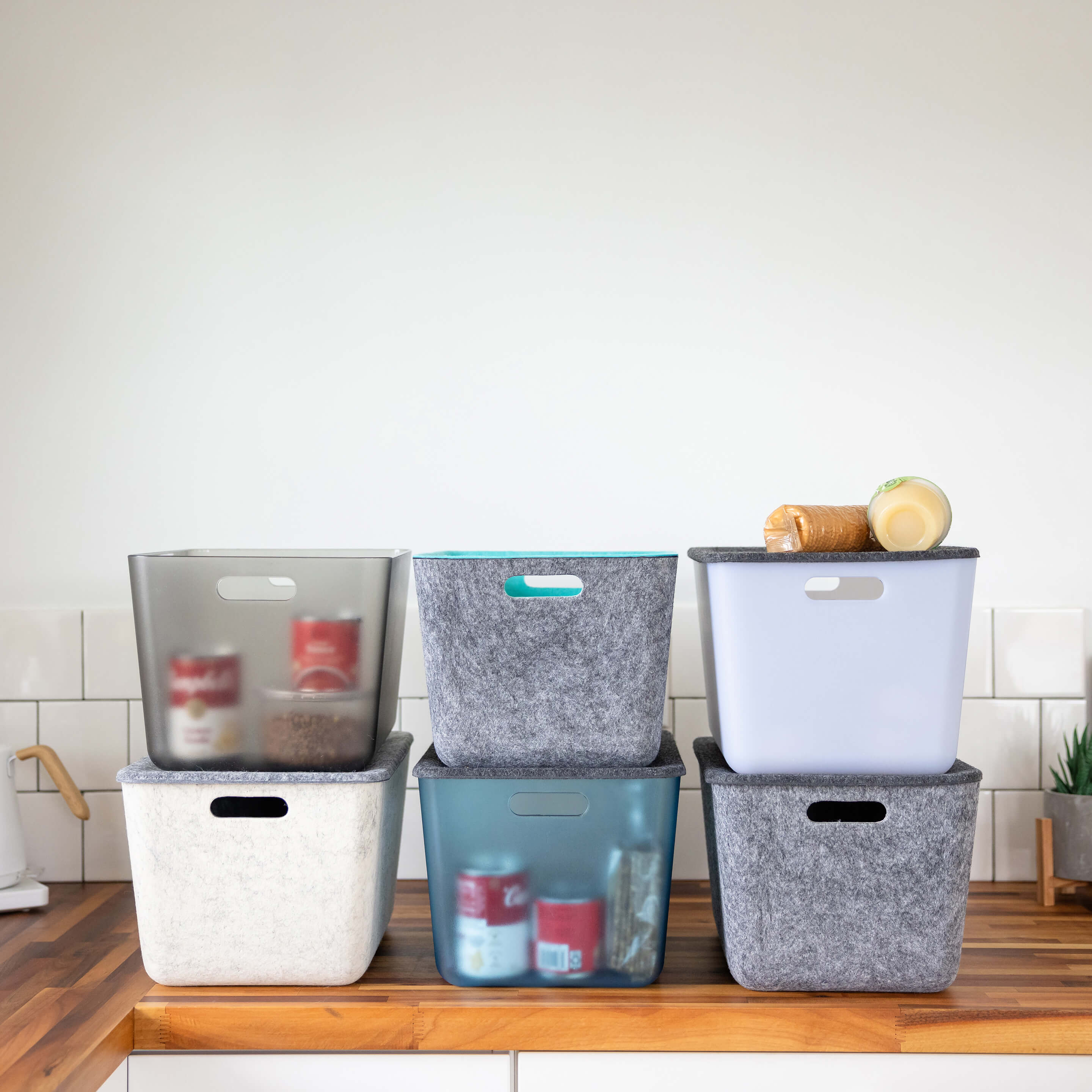 reSTAK recycled FELT storage medium tall + lid