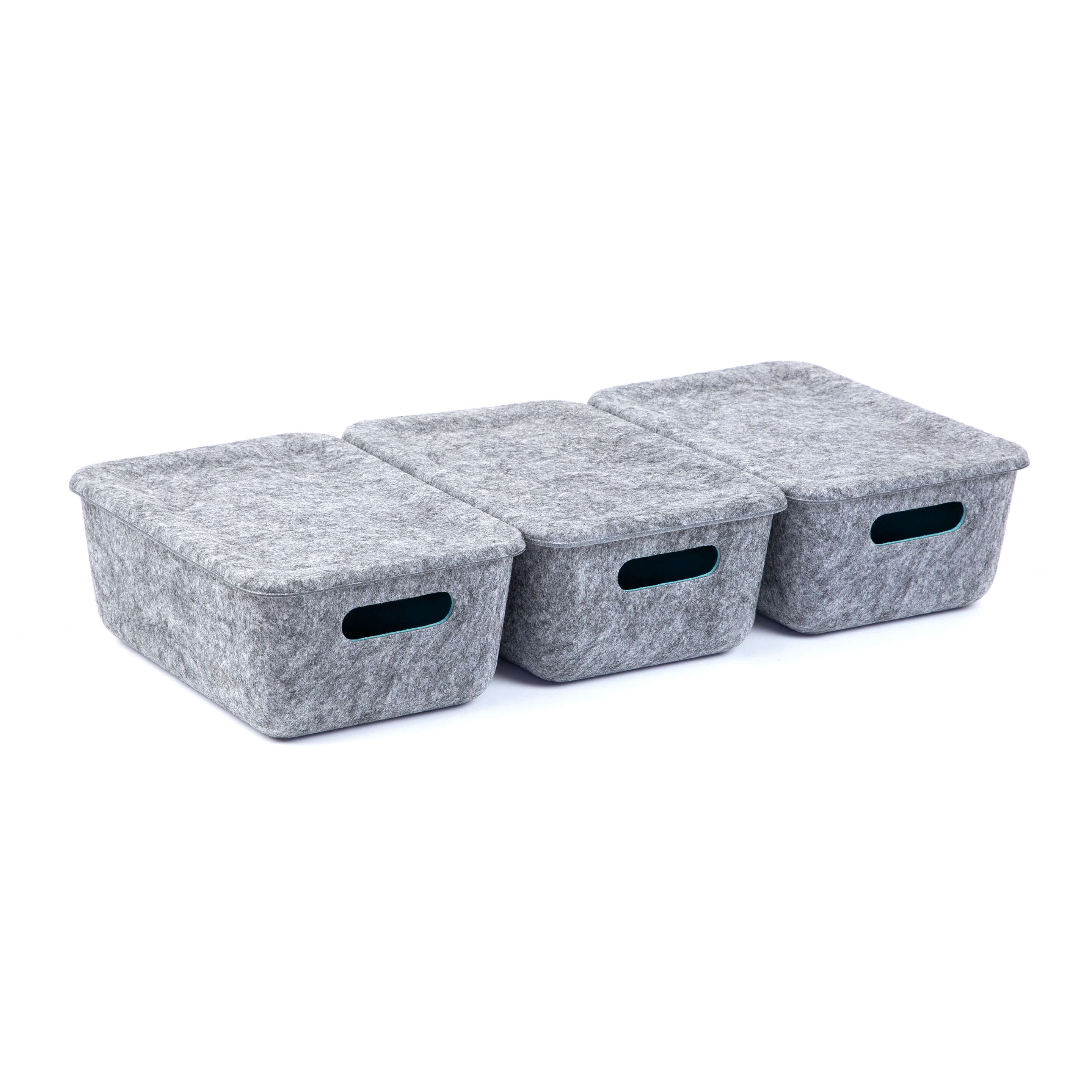 reSTAK recycled FELT storage small bin + lid SET of 3