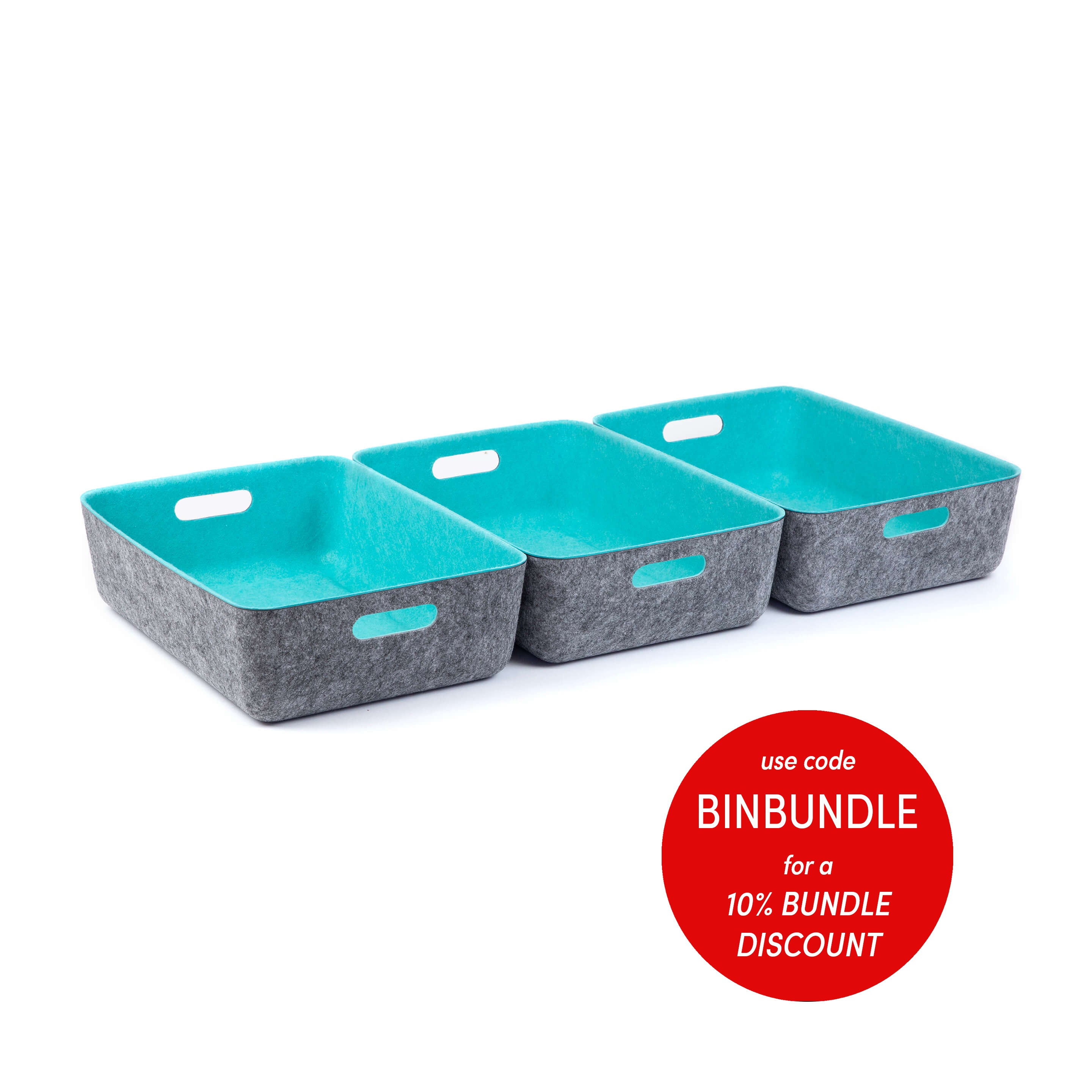 reSTAK recycled FELT storage medium short bin SET of 3