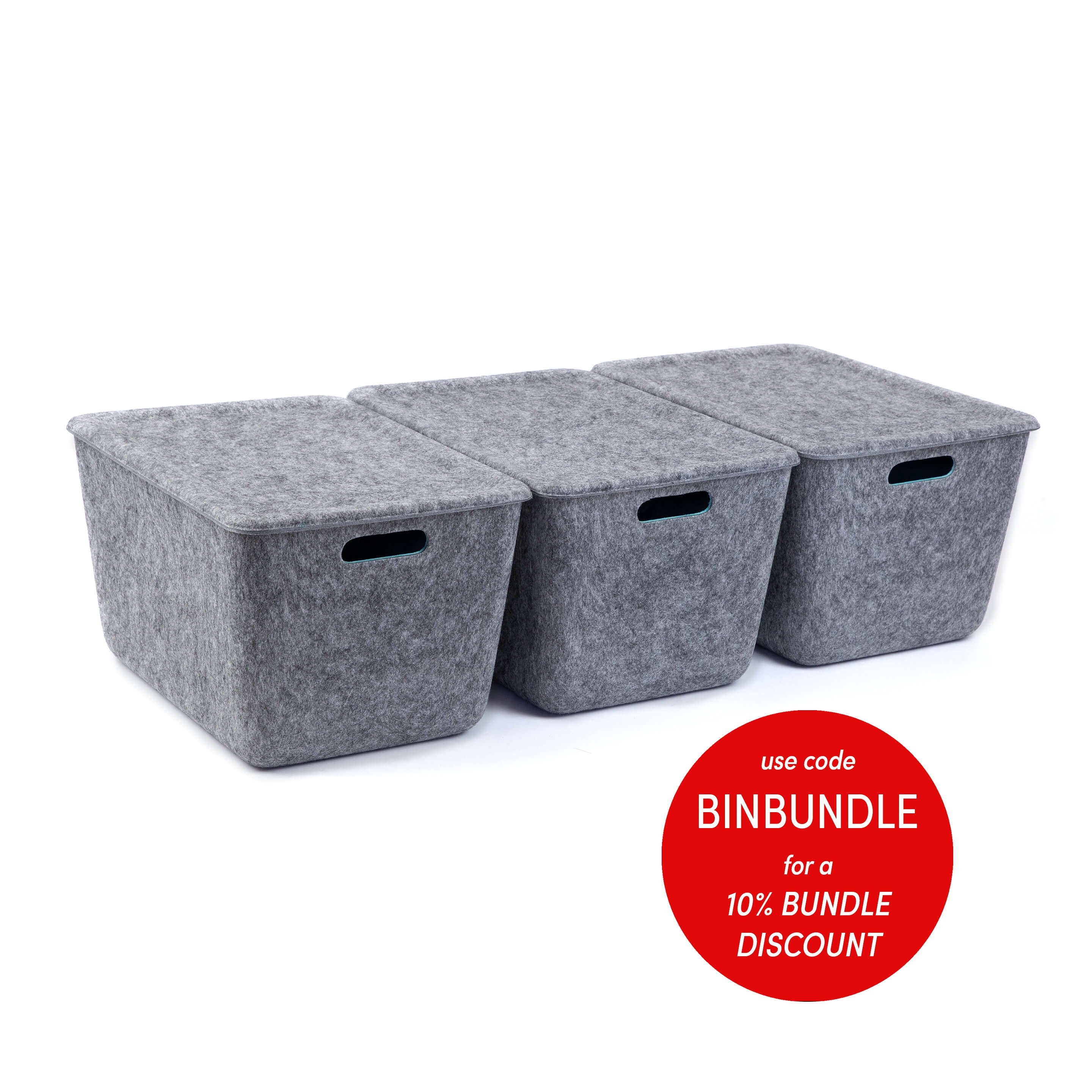 reSTAK recycled FELT storage medium tall + lid SET of 3