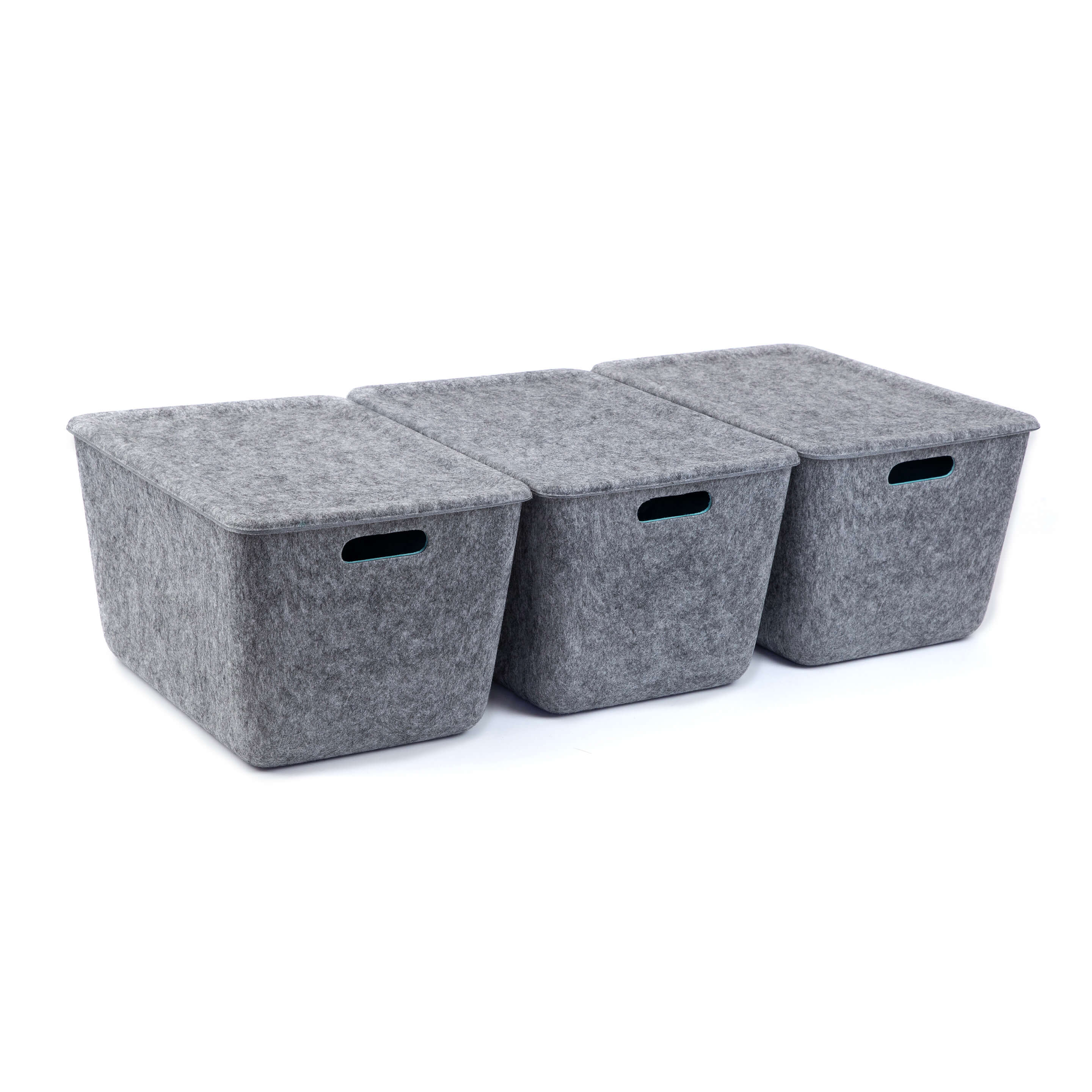 reSTAK recycled FELT storage medium tall + lid SET of 3