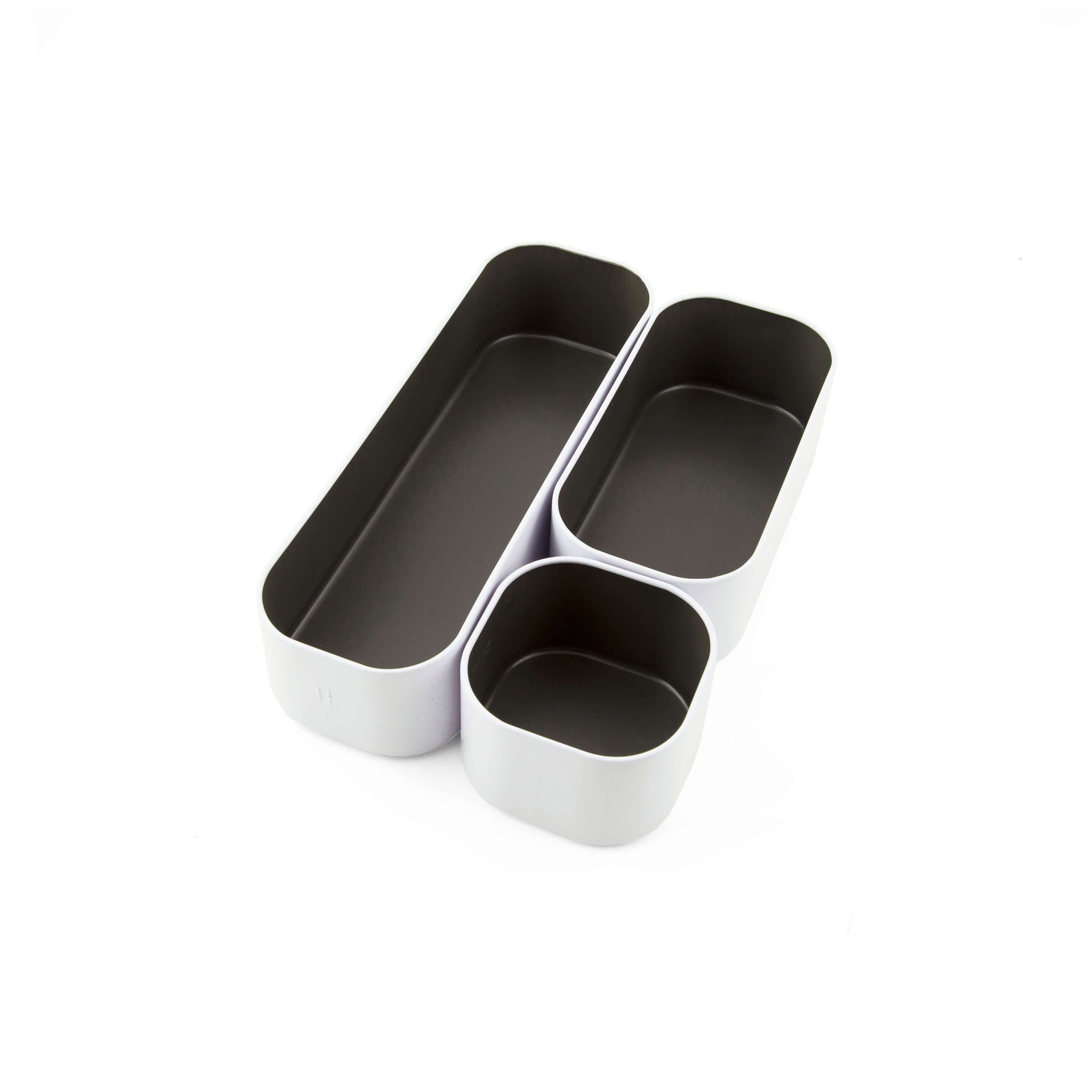 metal stacking bins + drawer organizers sets of 3 small 2"