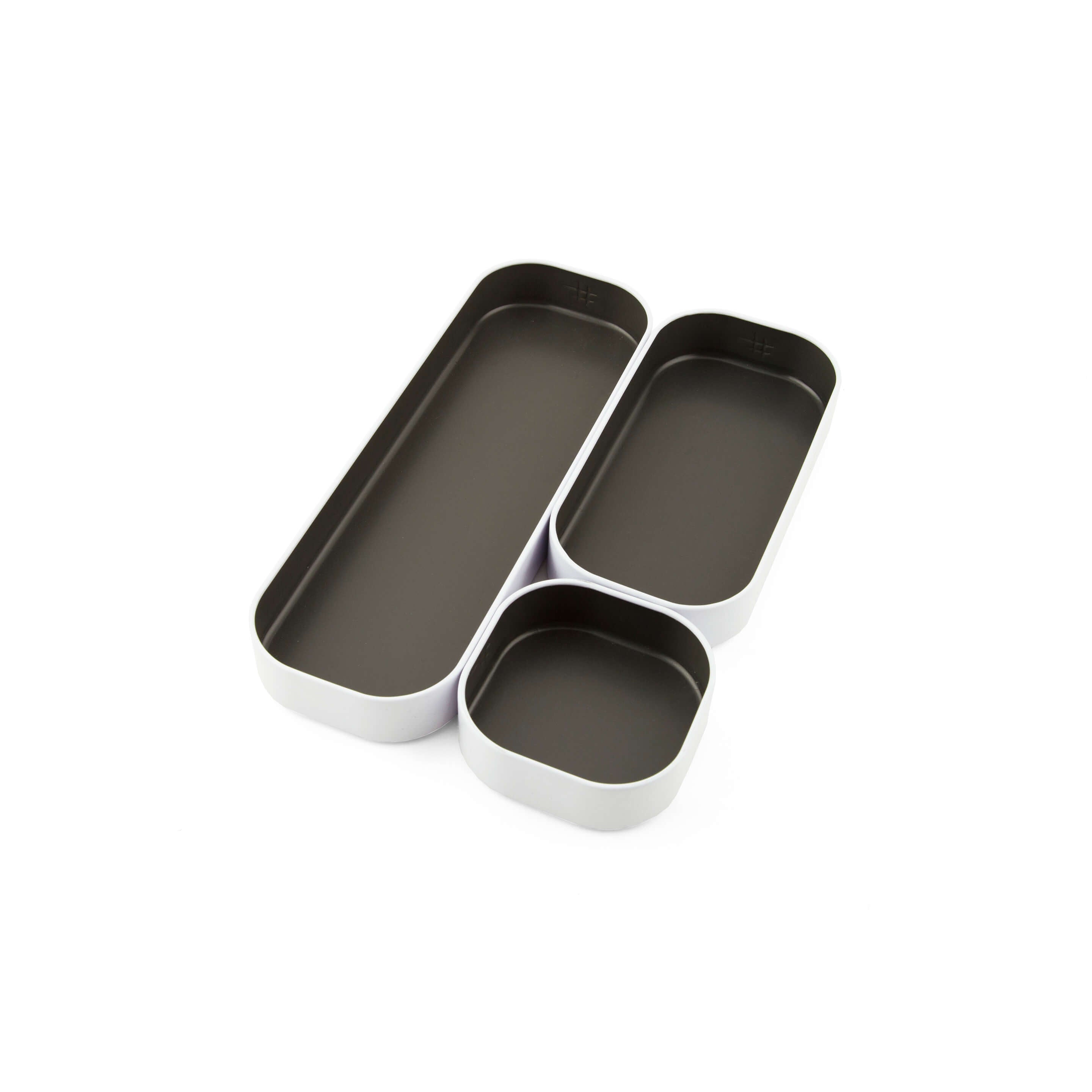 metal stacking bins + drawer organizers sets of 3 small 1"