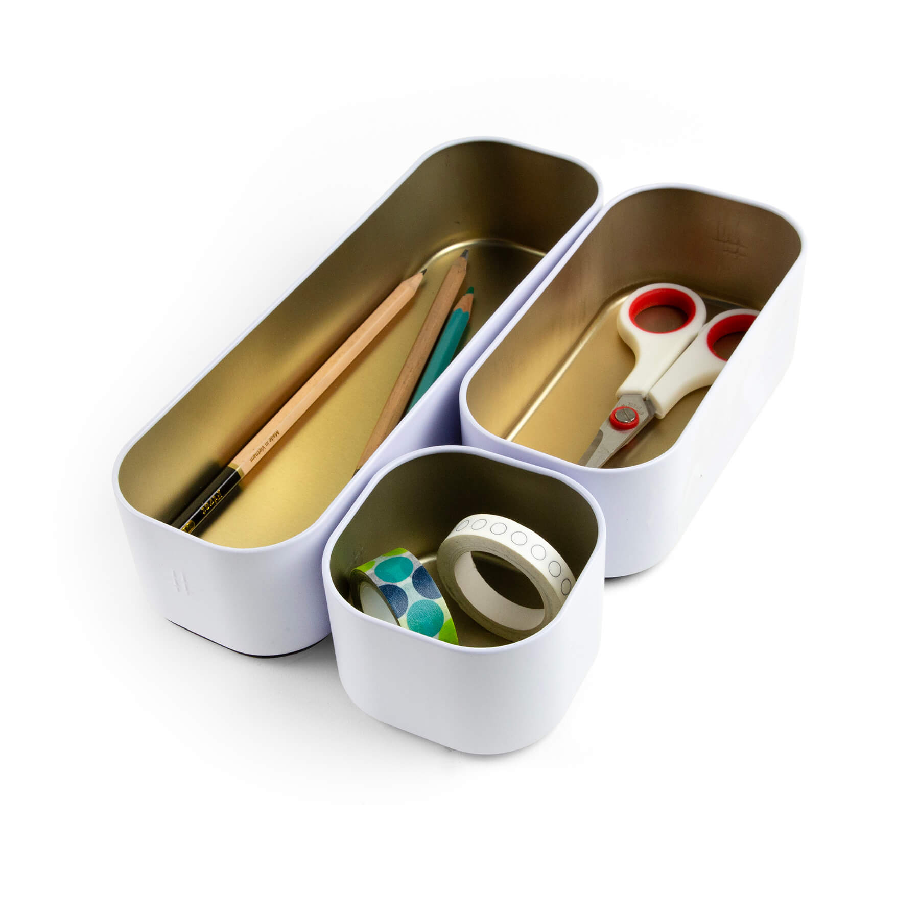 metal stacking bins + drawer organizers sets of 3 small 2"