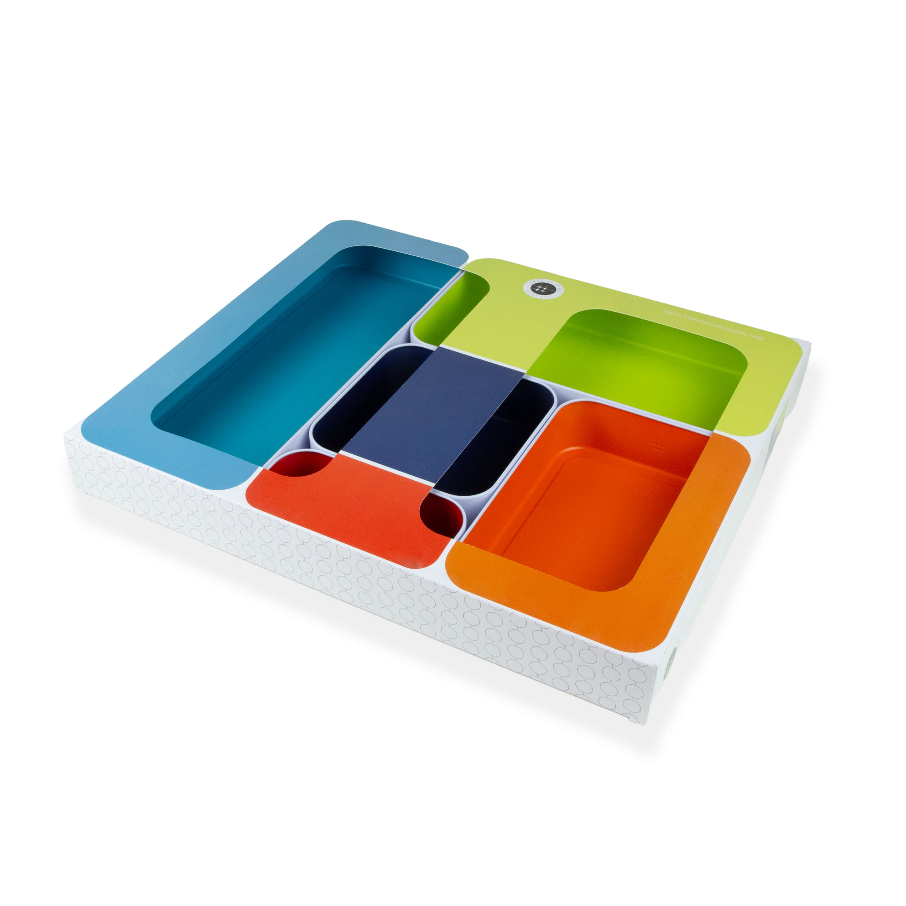 metal stacking bins + drawer organizers sets of 5 large 2"