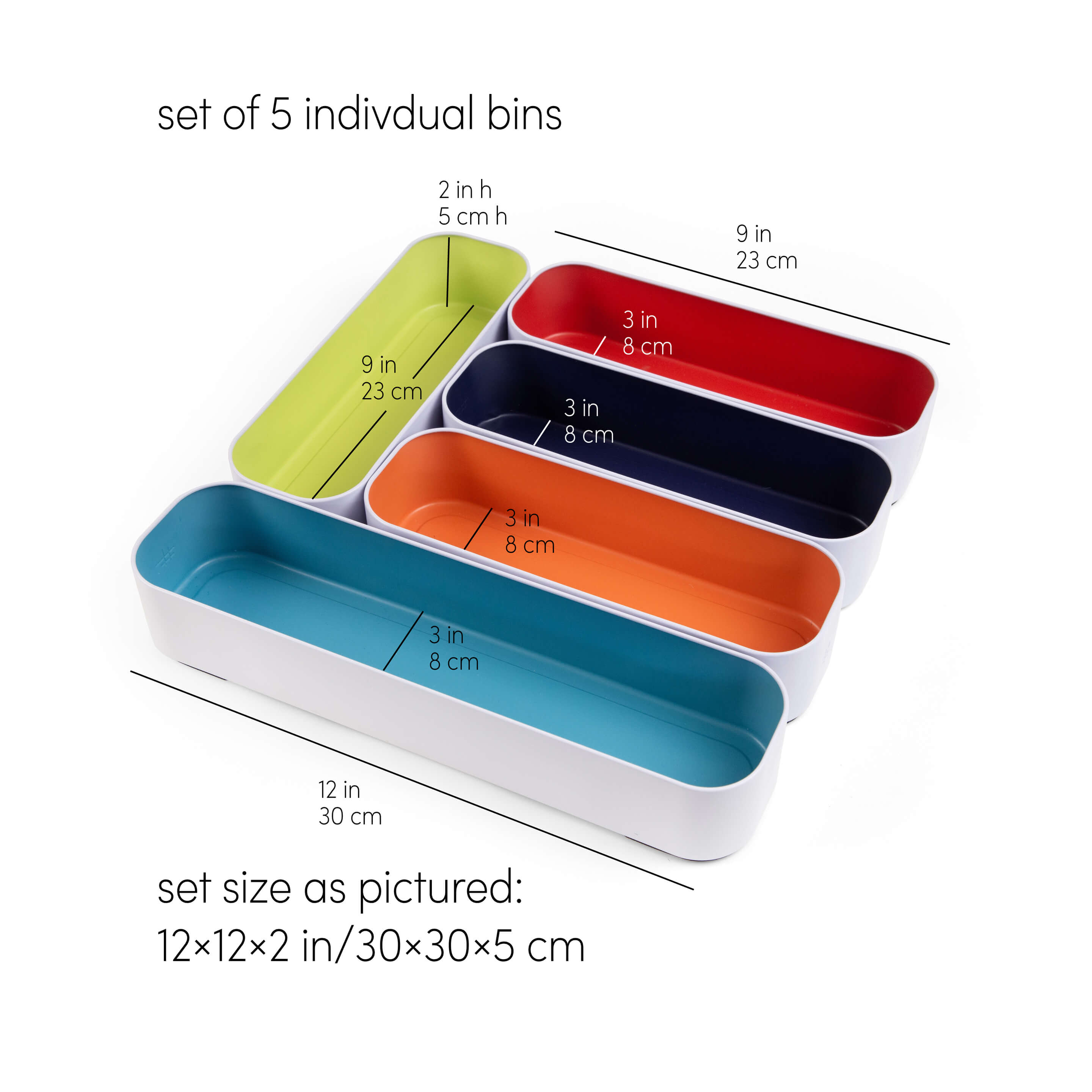 metal stacking bins + drawer organizers sets of 5 utensil 2"