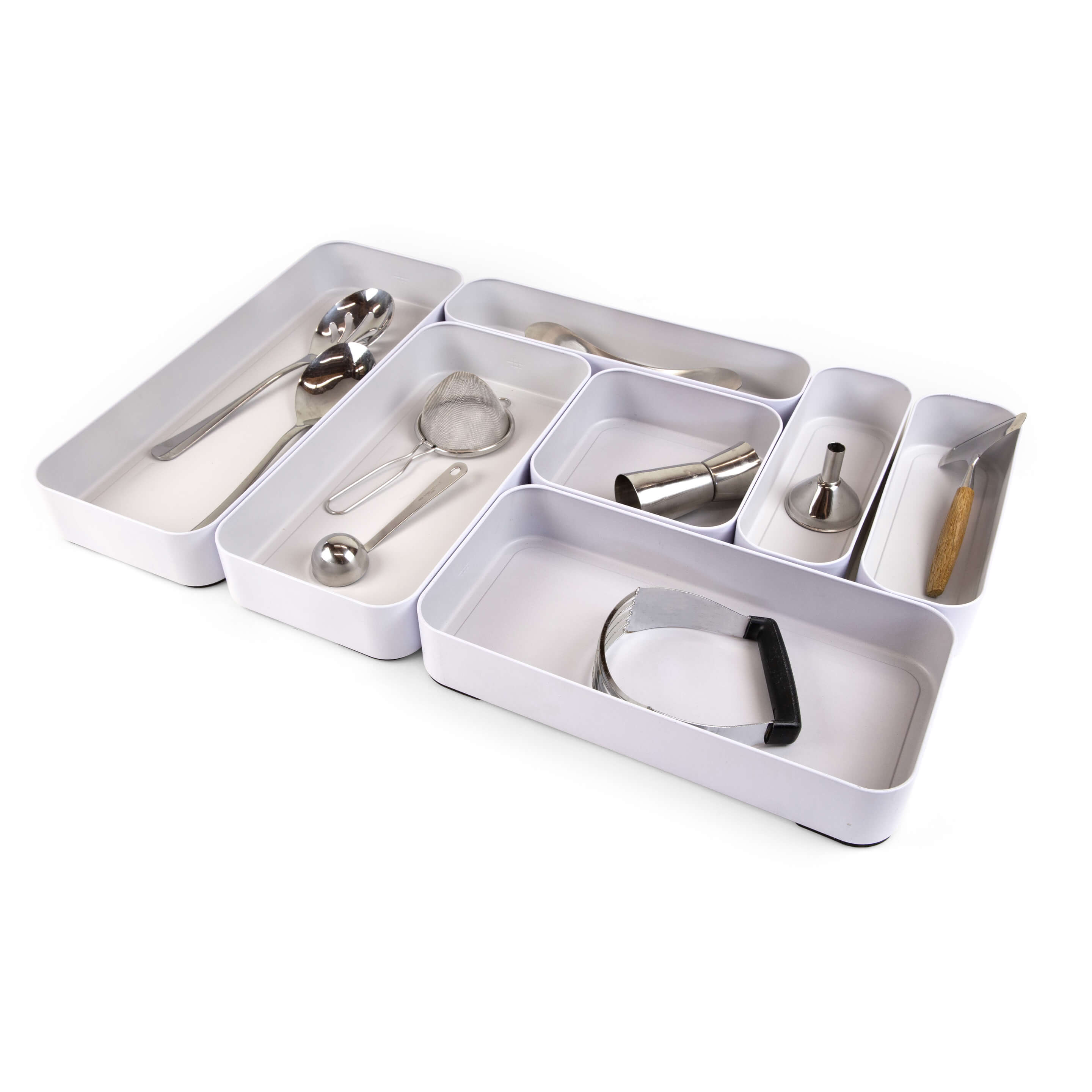 metal stacking bins + drawer organizers sets of 7 2"