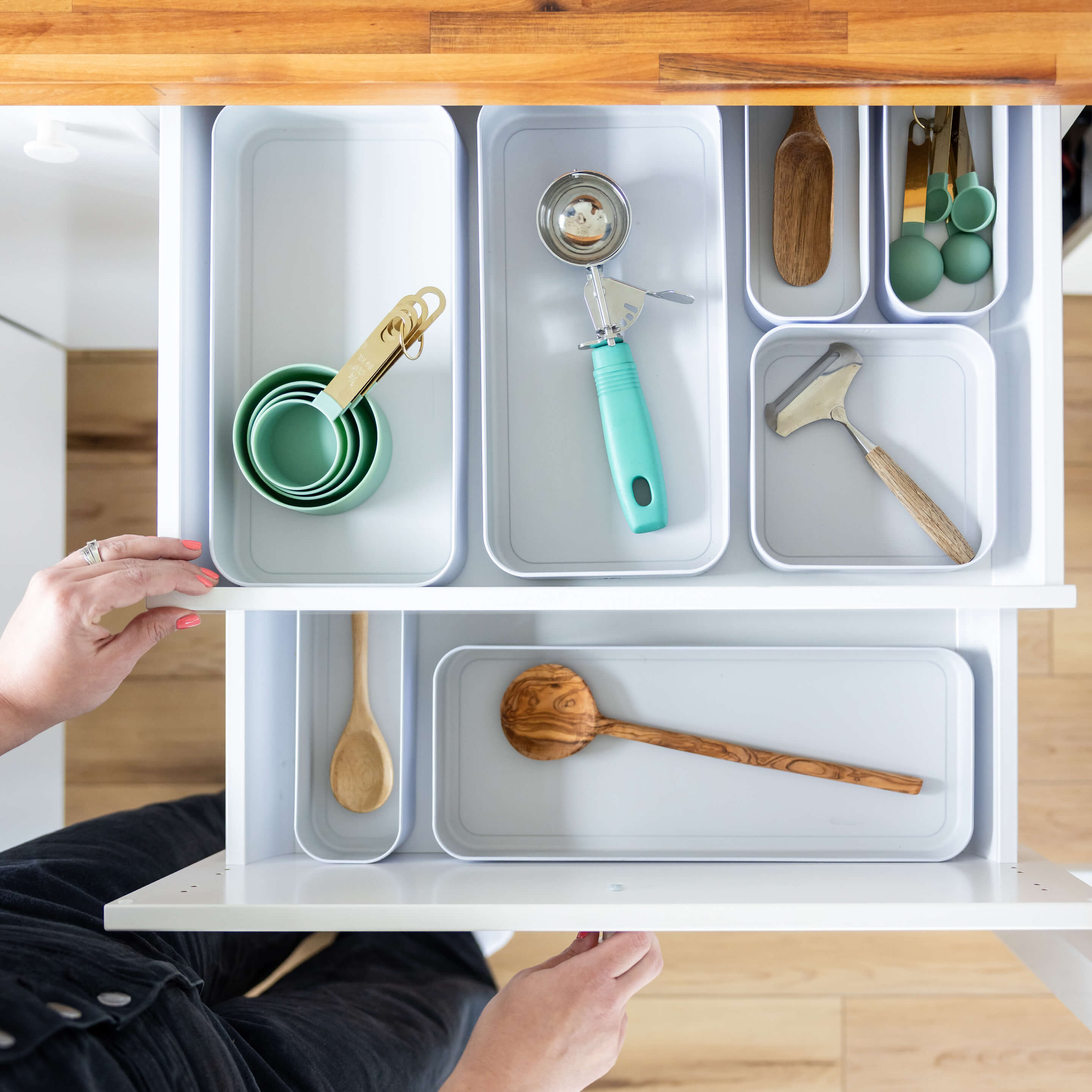 metal stacking bins + drawer organizers sets of 7 2"