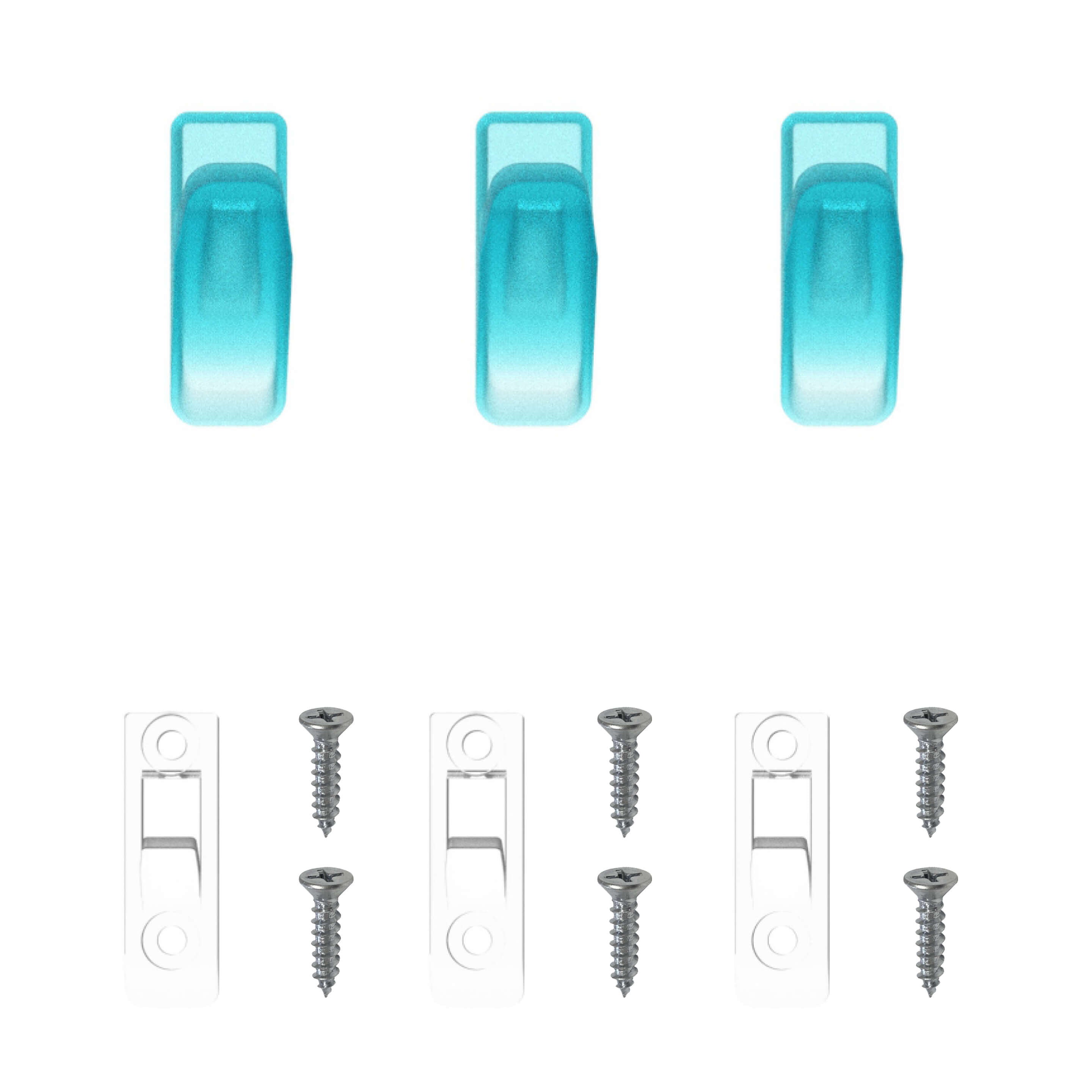 aquafolio set of 3 small hooks with screw-in bracket